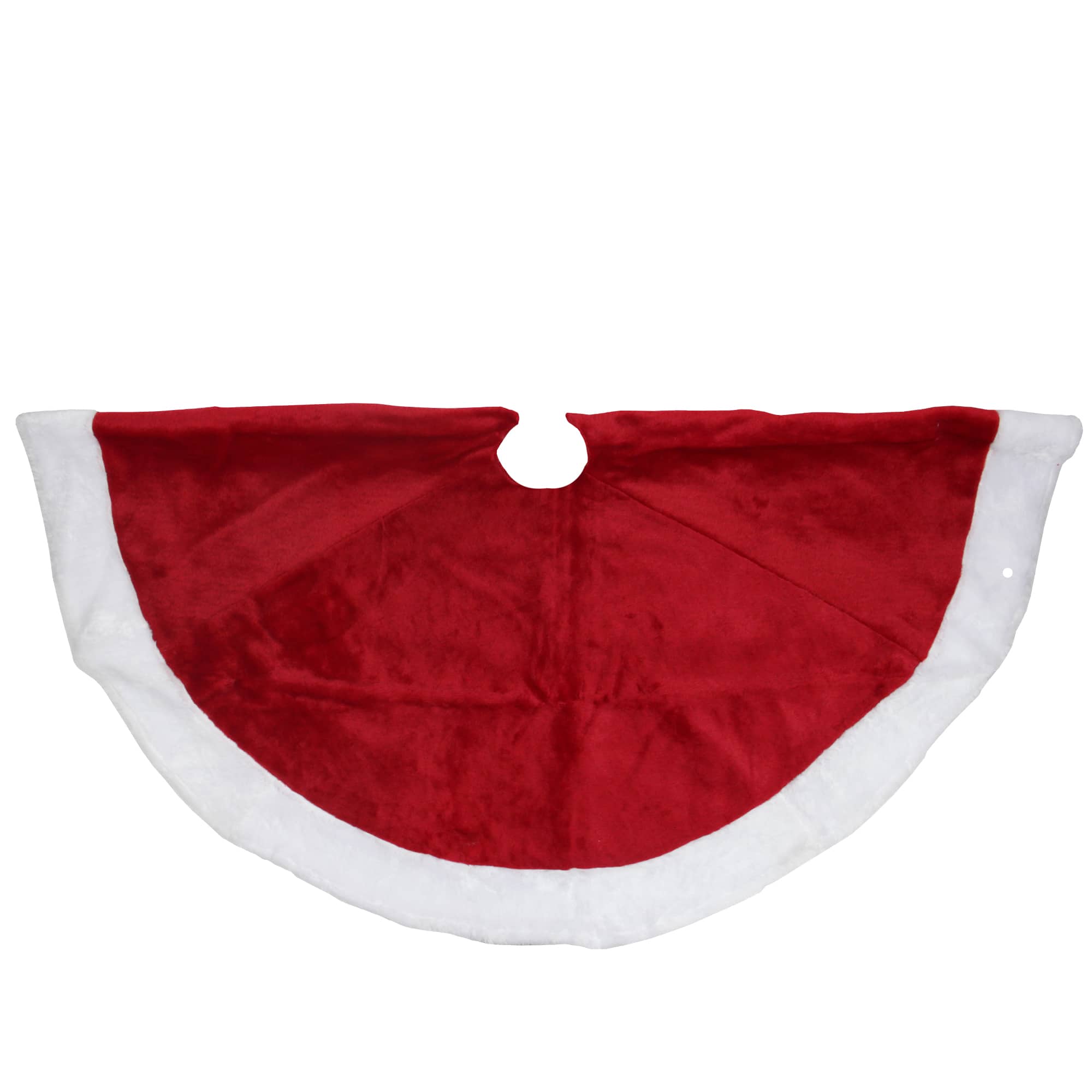 48&#x22; Red &#x26; White Velveteen Tree Skirt