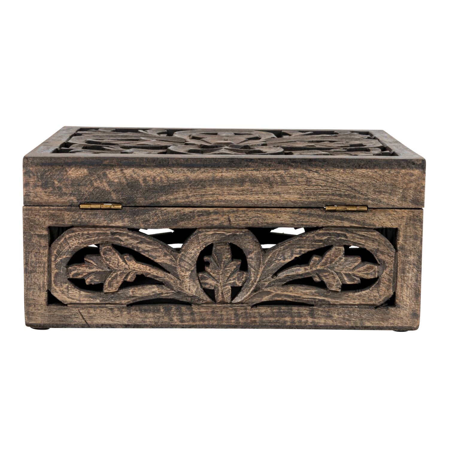 Hello Honey® Espresso Carved Reclaimed & Mango Wood Nesting Boxes Set