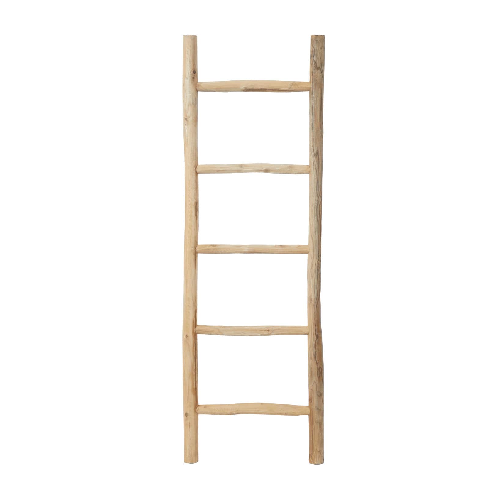 Brown Teak wood Bohemian Ladder, 59&#x22; x 20&#x22; x 2&#x22;