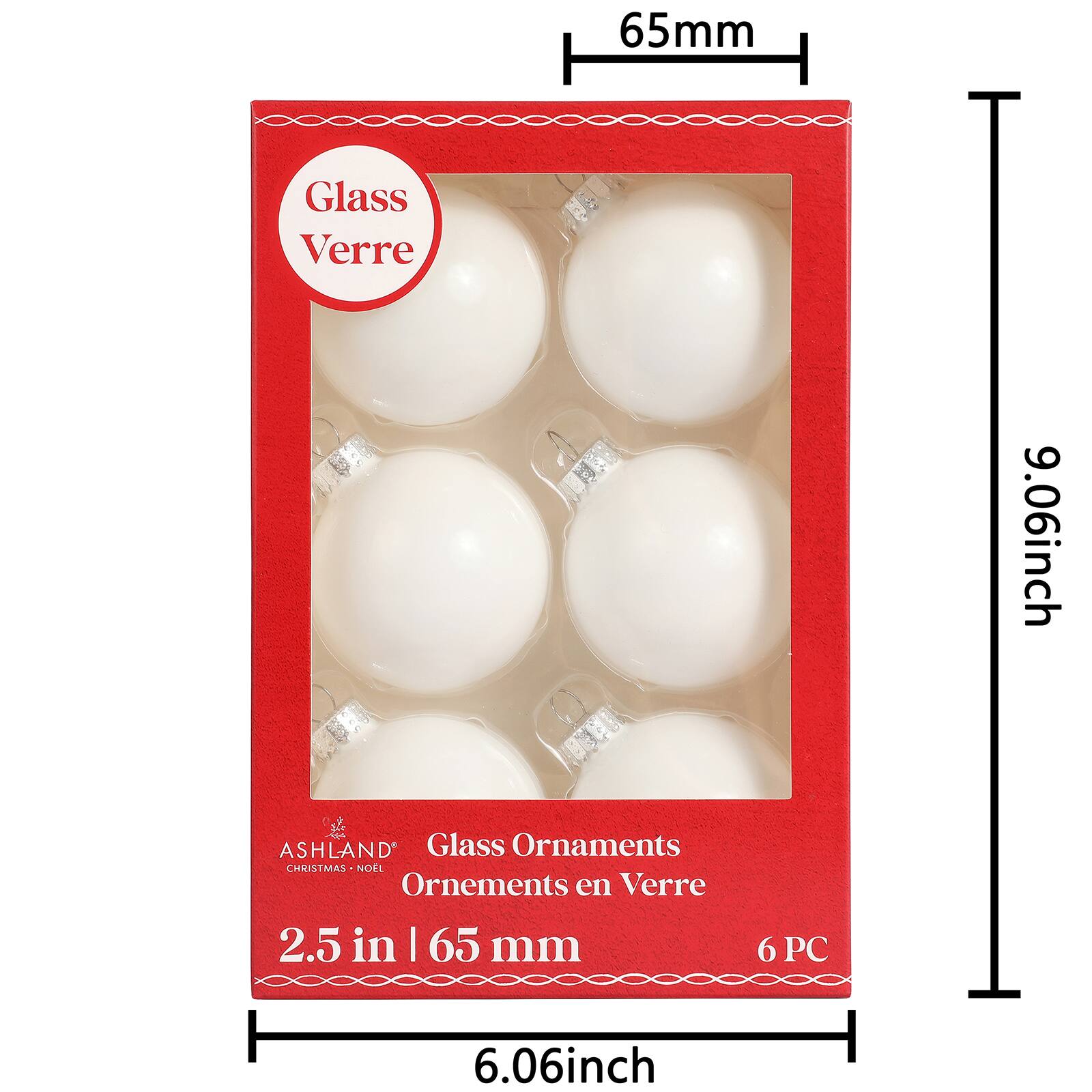 6 Pack 2.5&#x22; Shiny Glass Ball Ornaments by Ashland&#xAE;