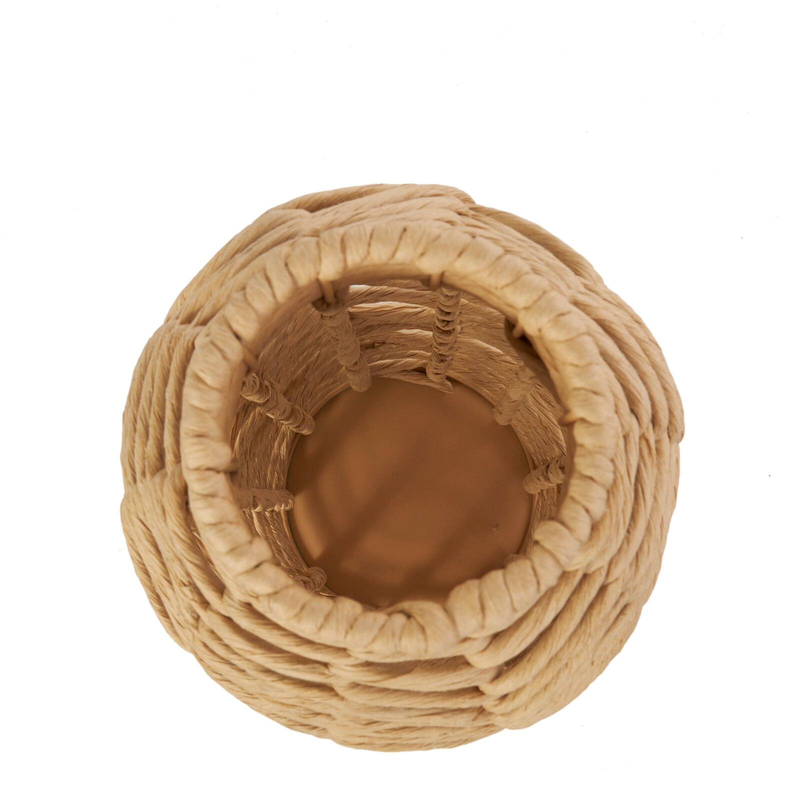 16.25" Natural Brown Chevron Weave Jute Vase