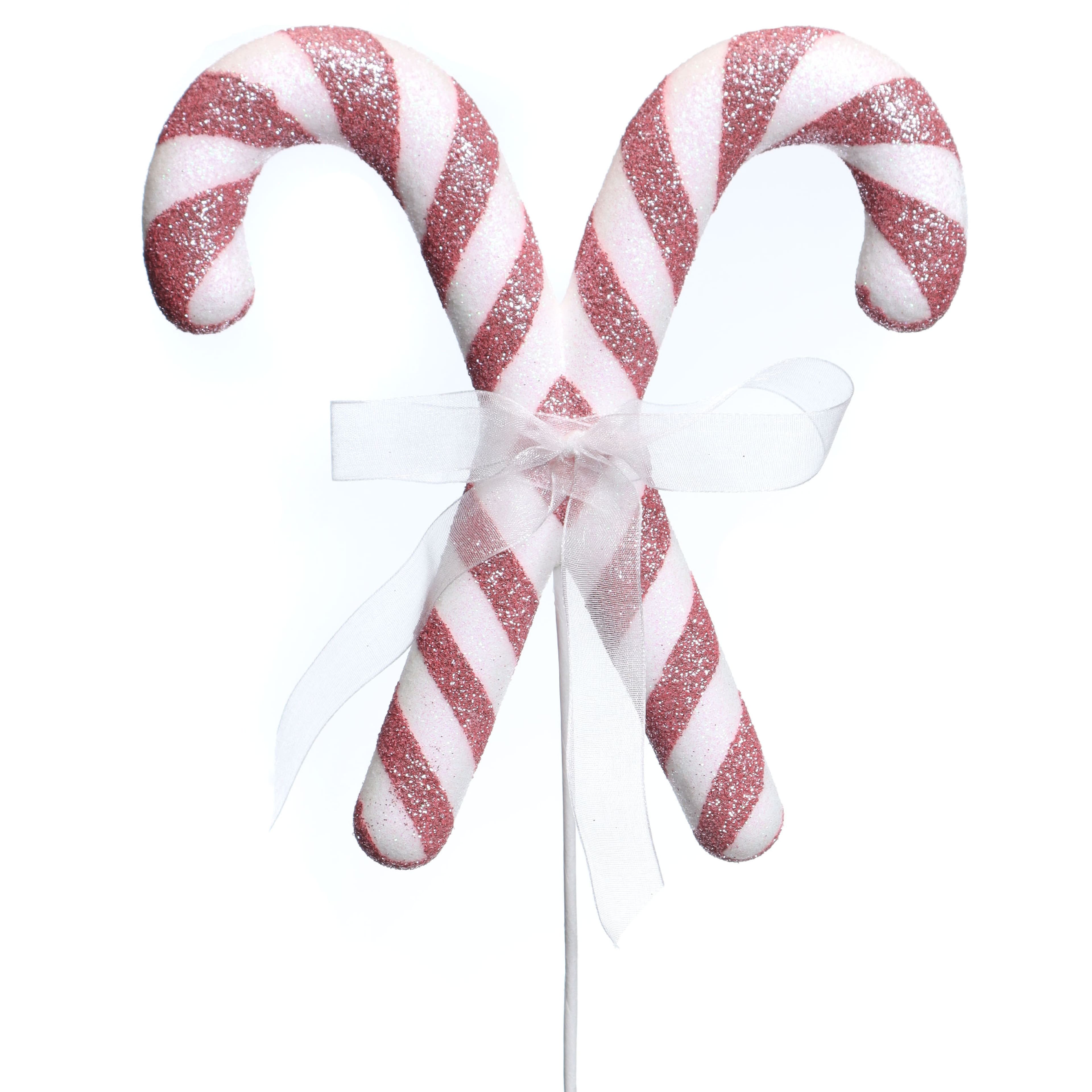 13.5&#x22; Pink &#x26; White Glitter Candy Cane Pick by Ashland&#xAE;