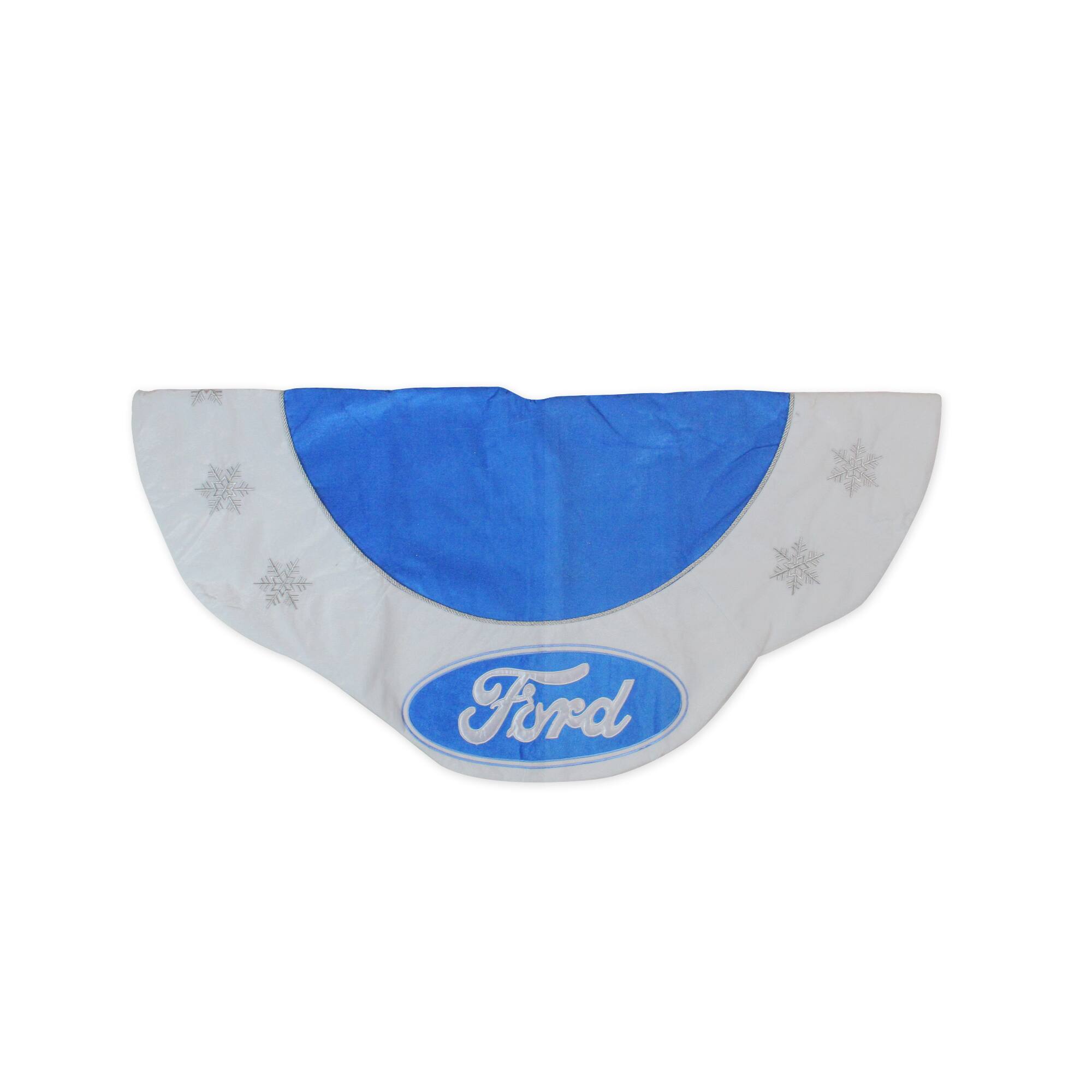 45.5" Blue & White Ford Scalloped Christmas Tree Skirt