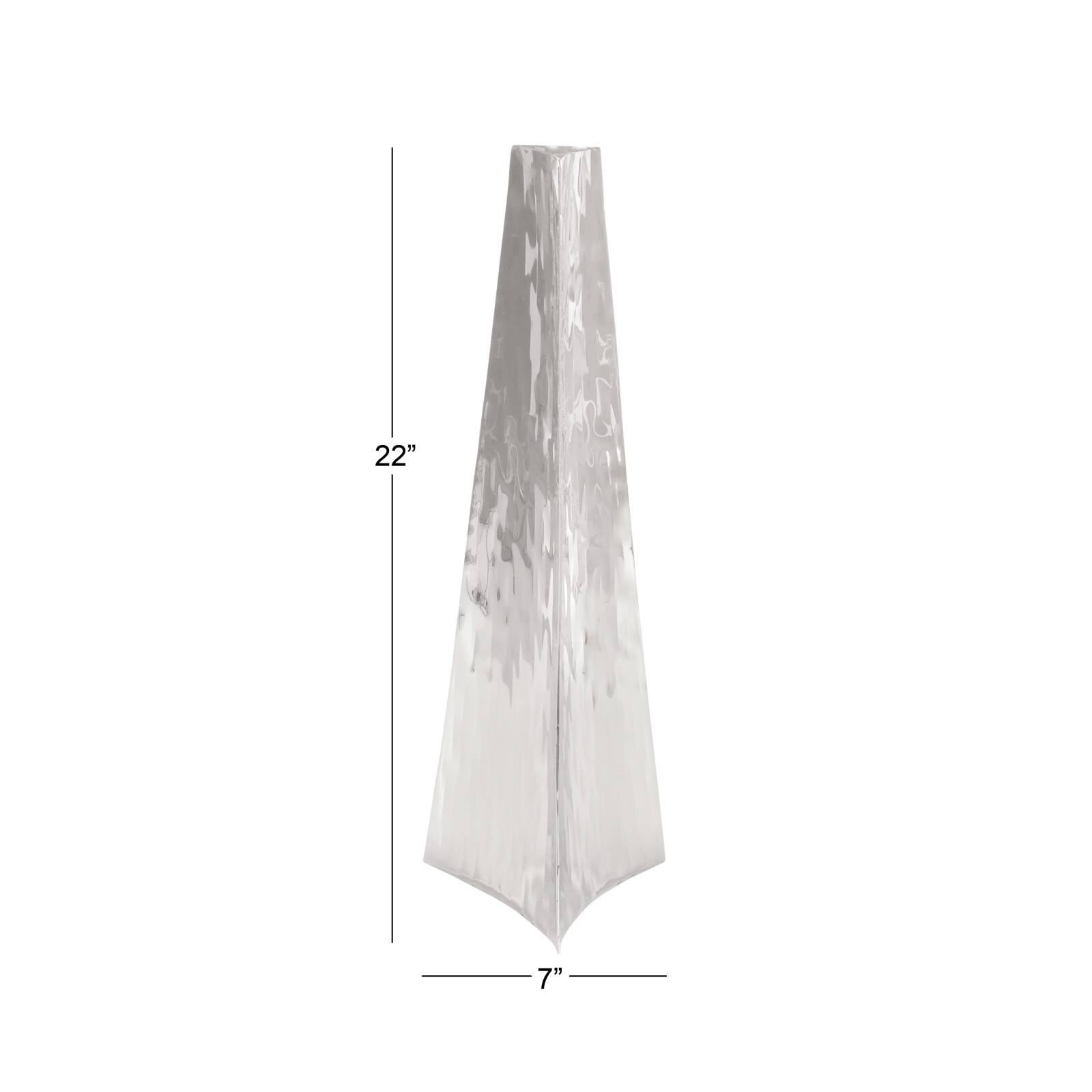 22&#x22; Silver Stainless Steel Industrial Vase