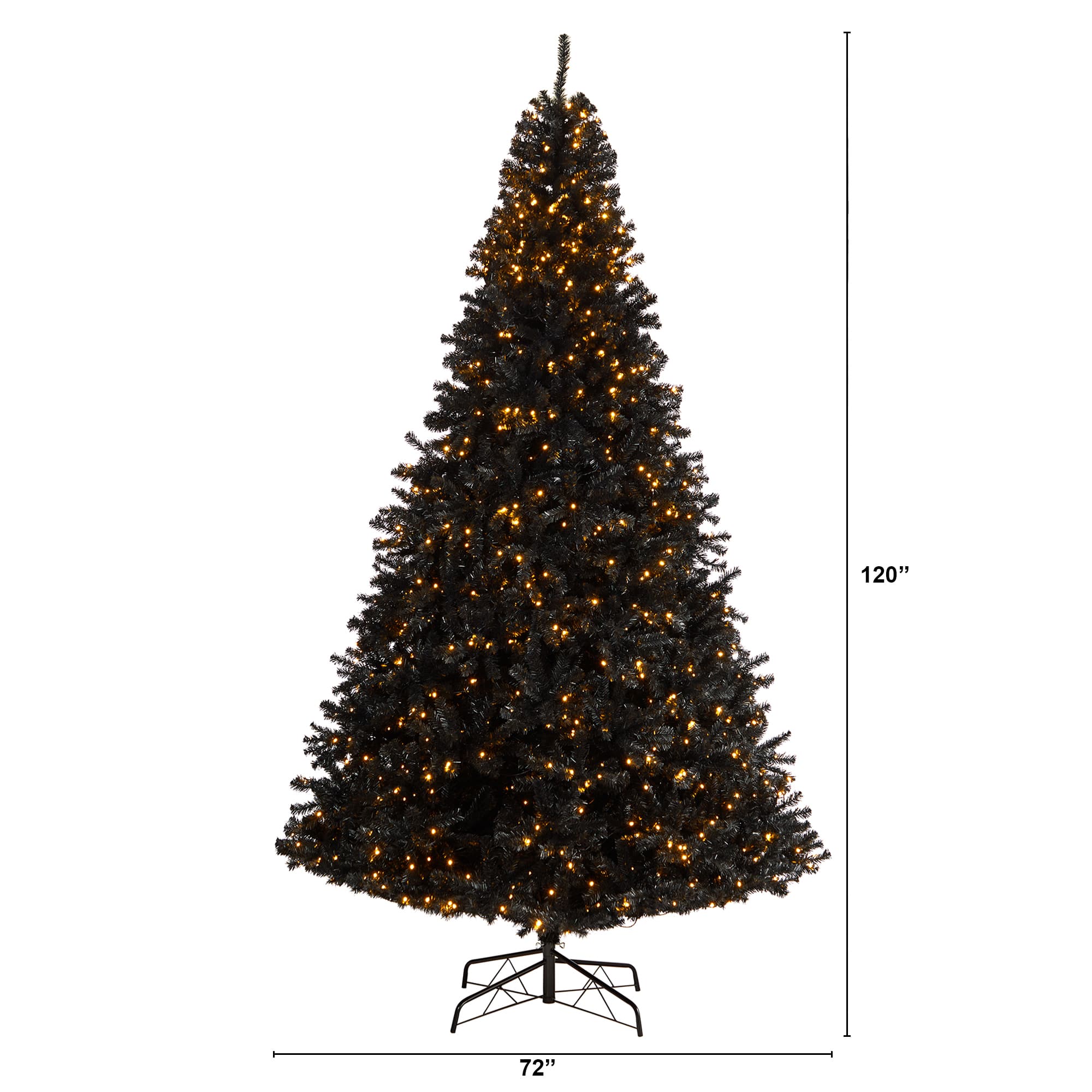 10ft. Pre-Lit Black Artificial Christmas Tree, Clear LED Lights