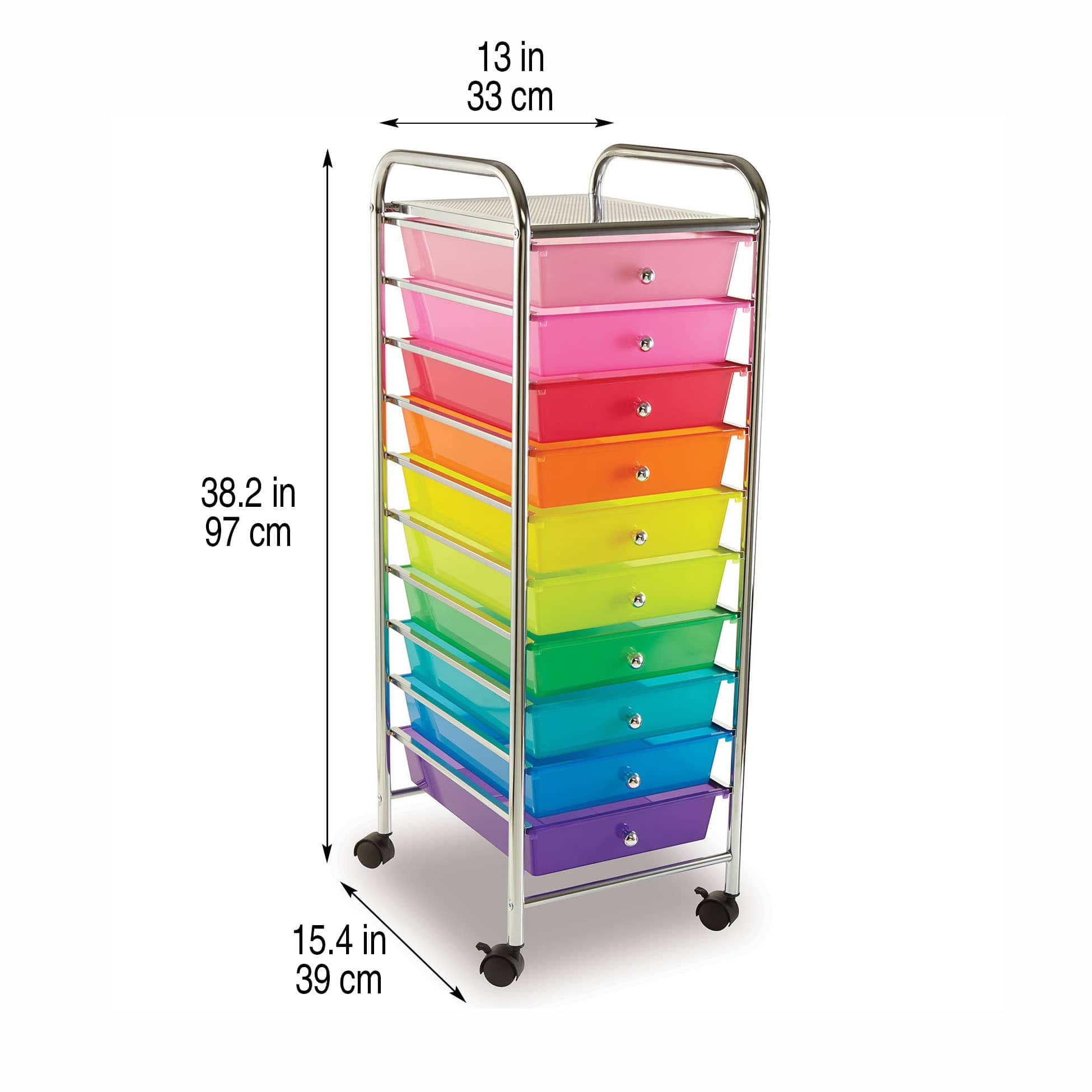 10 Drawer Rolling Cart by Simply Tidy in Rainbow | 13 x 15.33 x 38 | Michaels