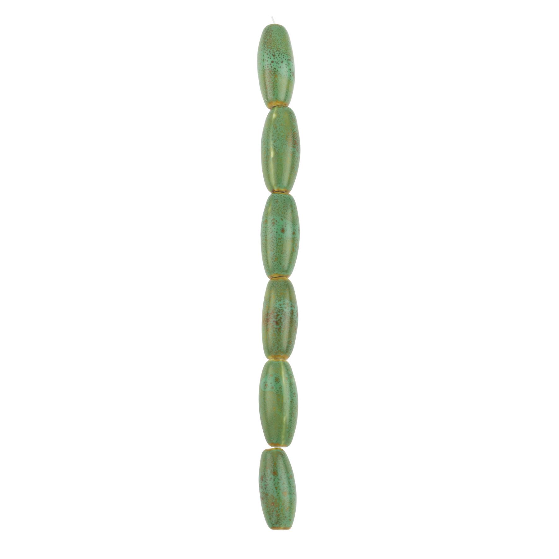 Bead Landing Ceramic Oval Beads - Green - 29.5 x 12 mm