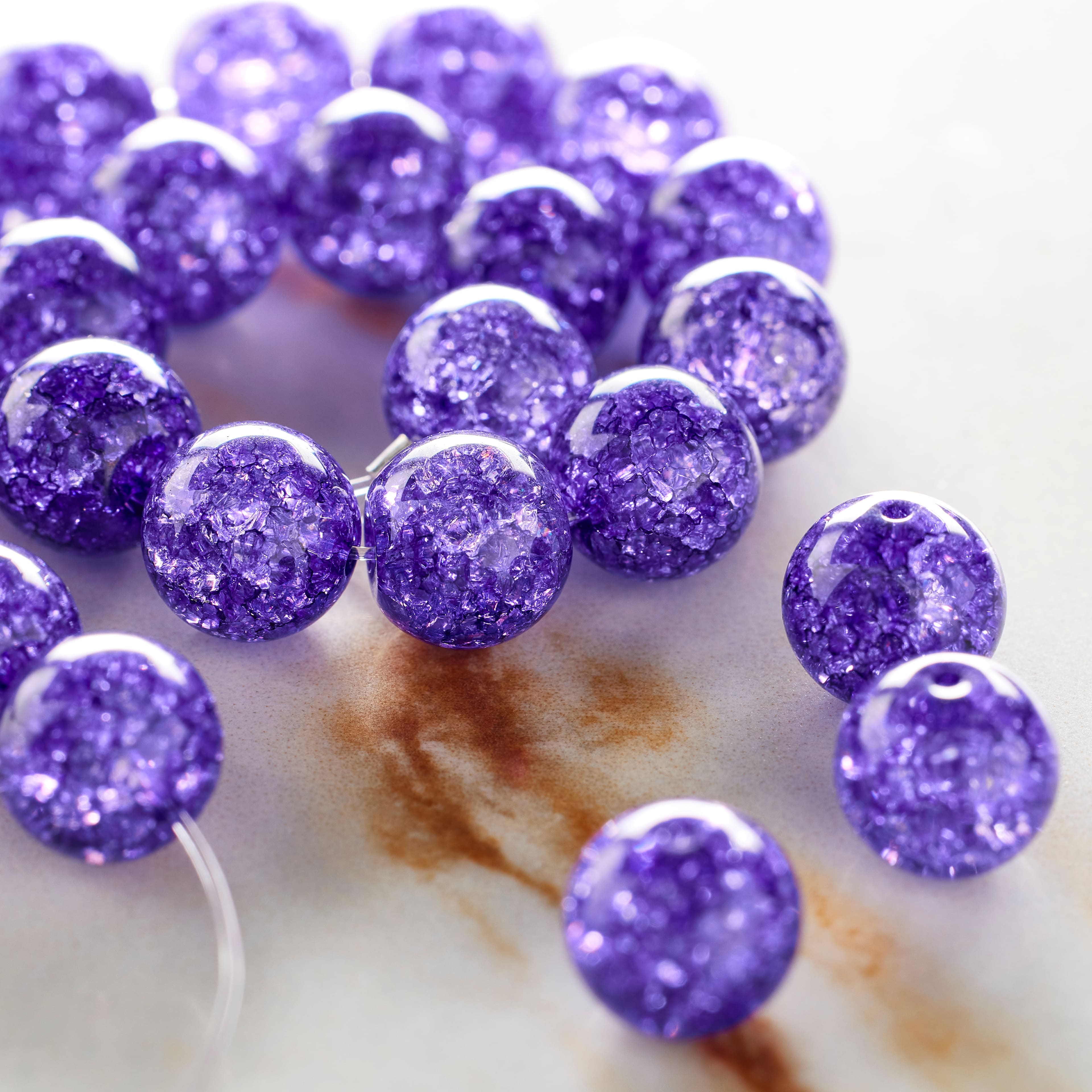 Purple Crackled Quartzite Round Beads, 8mm by Bead Landing™