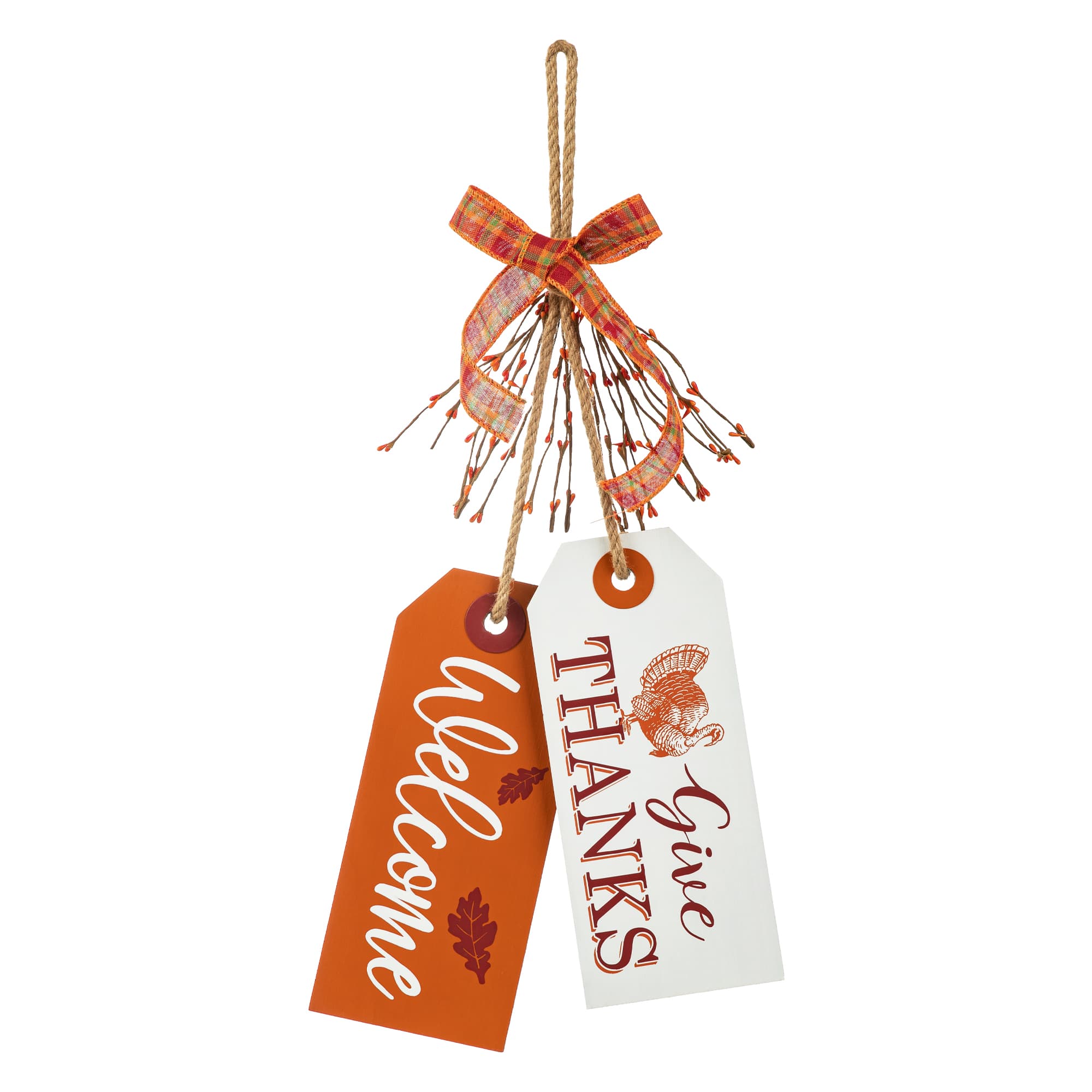 Glitzhome&#xAE; 24&#x22; Thanksgiving Wooden &#x22;Give Thanks&#x22; Door Hanger