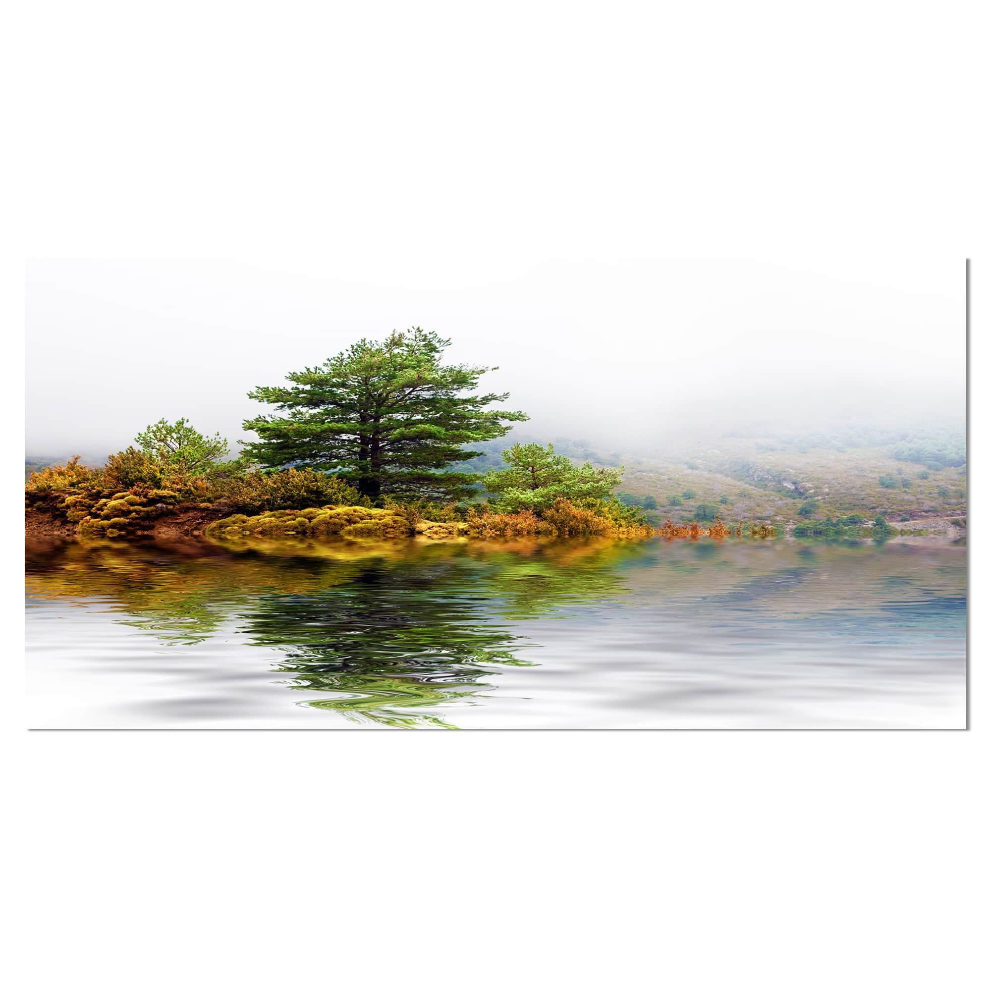 Designart - Pine Tree with Reflection - Landscape Photography Canvas Print