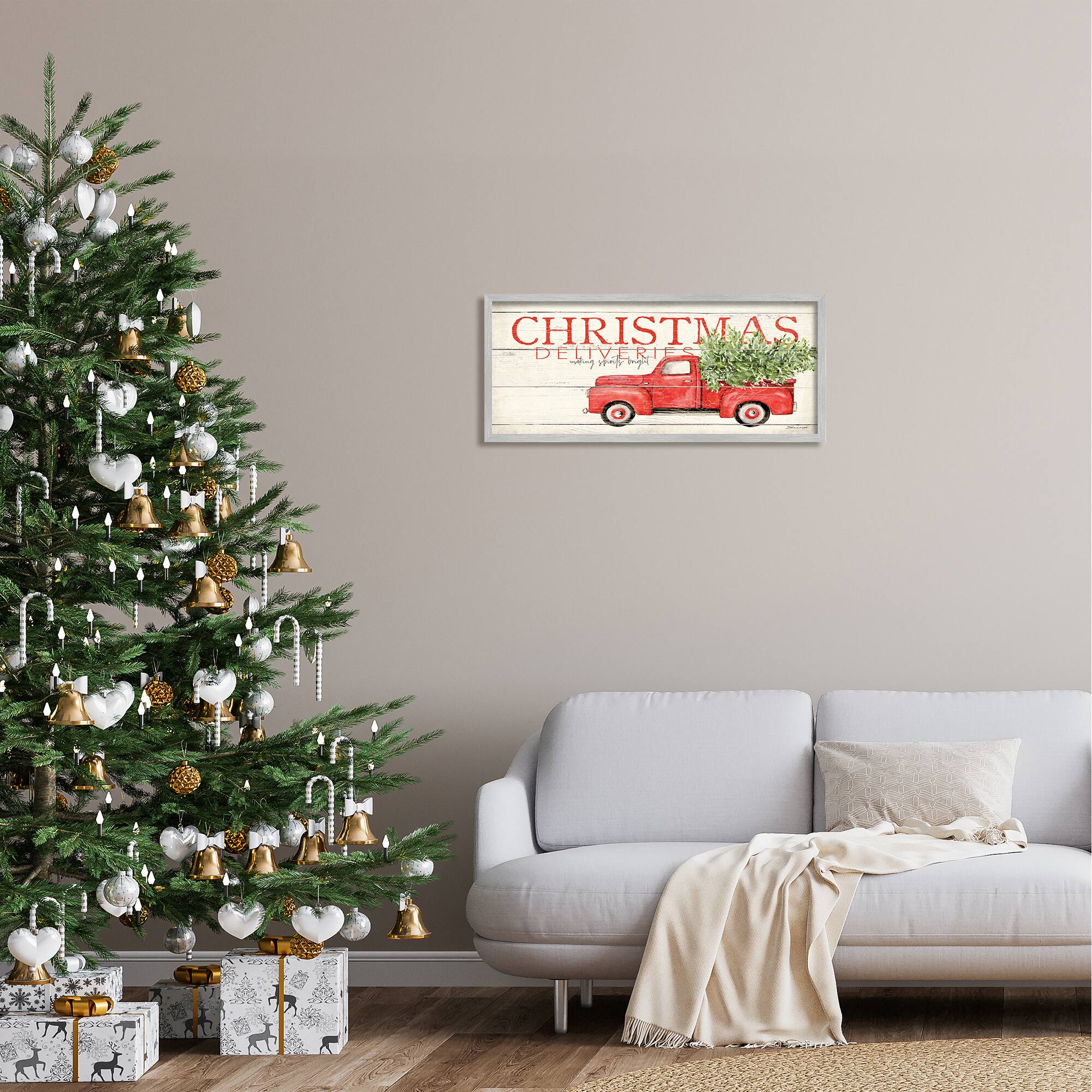 Stupell Industries Christmas Deliveries Red Truck Framed Giclee Art
