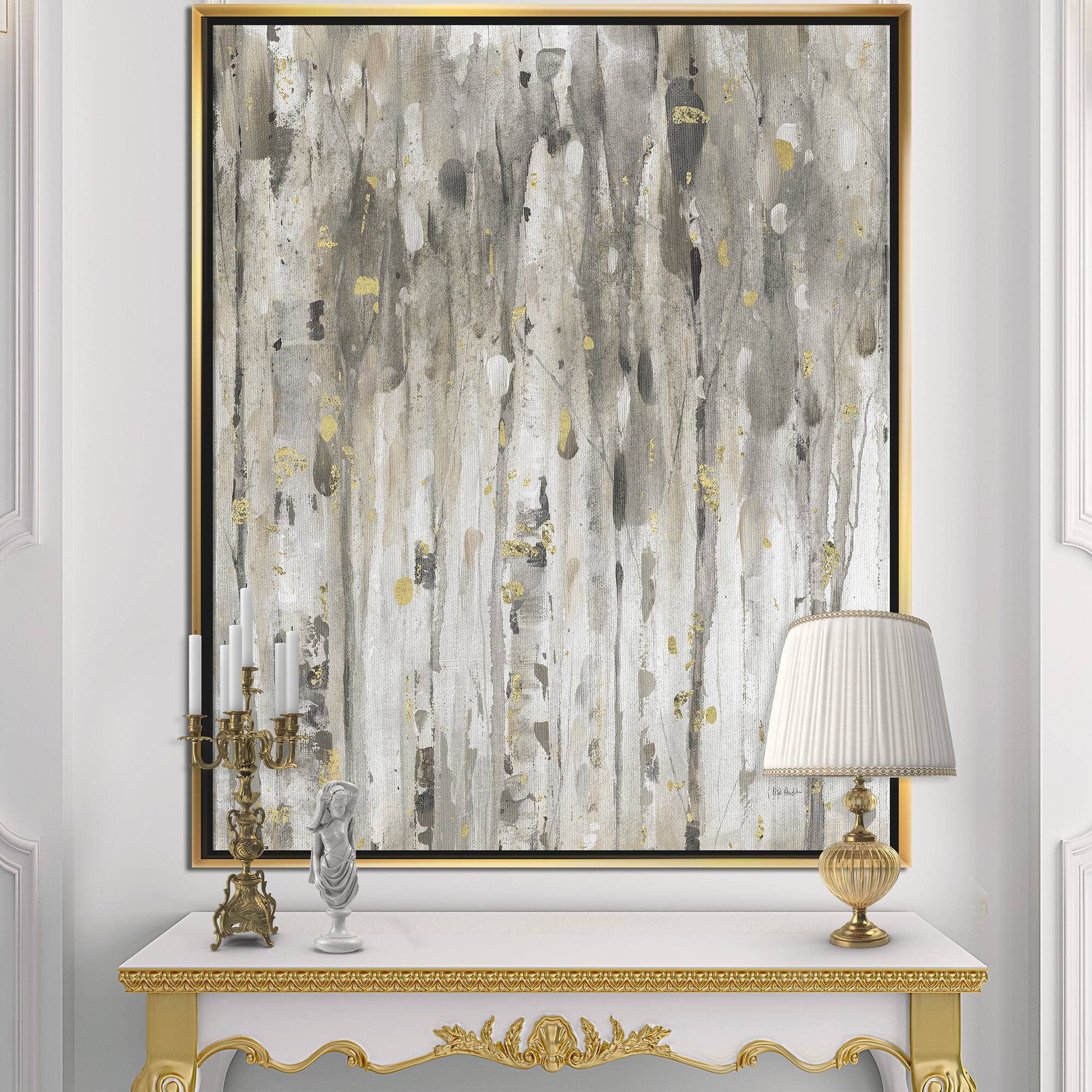 Designart - The Modern Grey Forest III - Farmhouse Canvas in Gold Frame