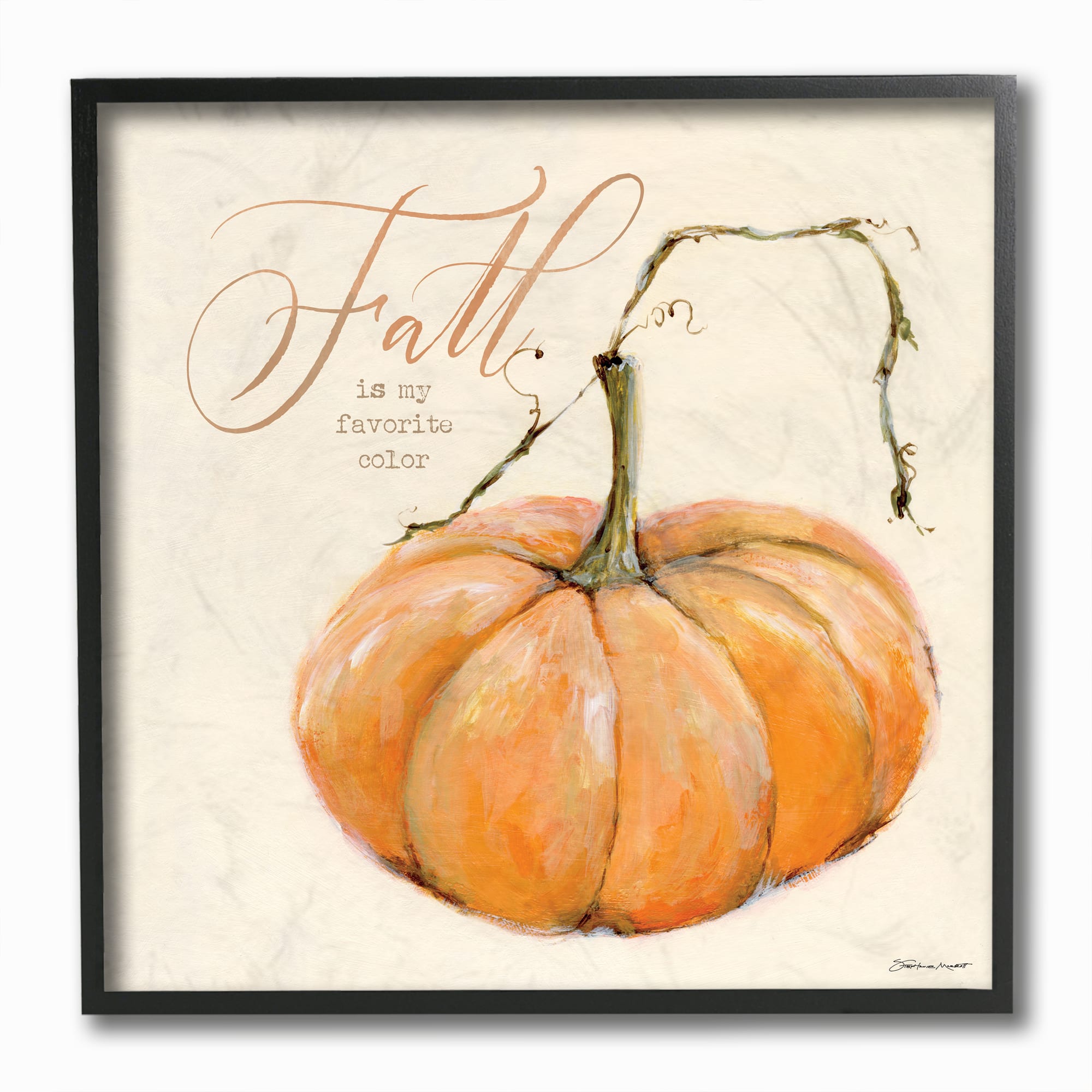 Stupell Industries Fall Is My Favorite Color Orange Pumpkin Seasonal Word Design,12&#x22; x 12&#x22;