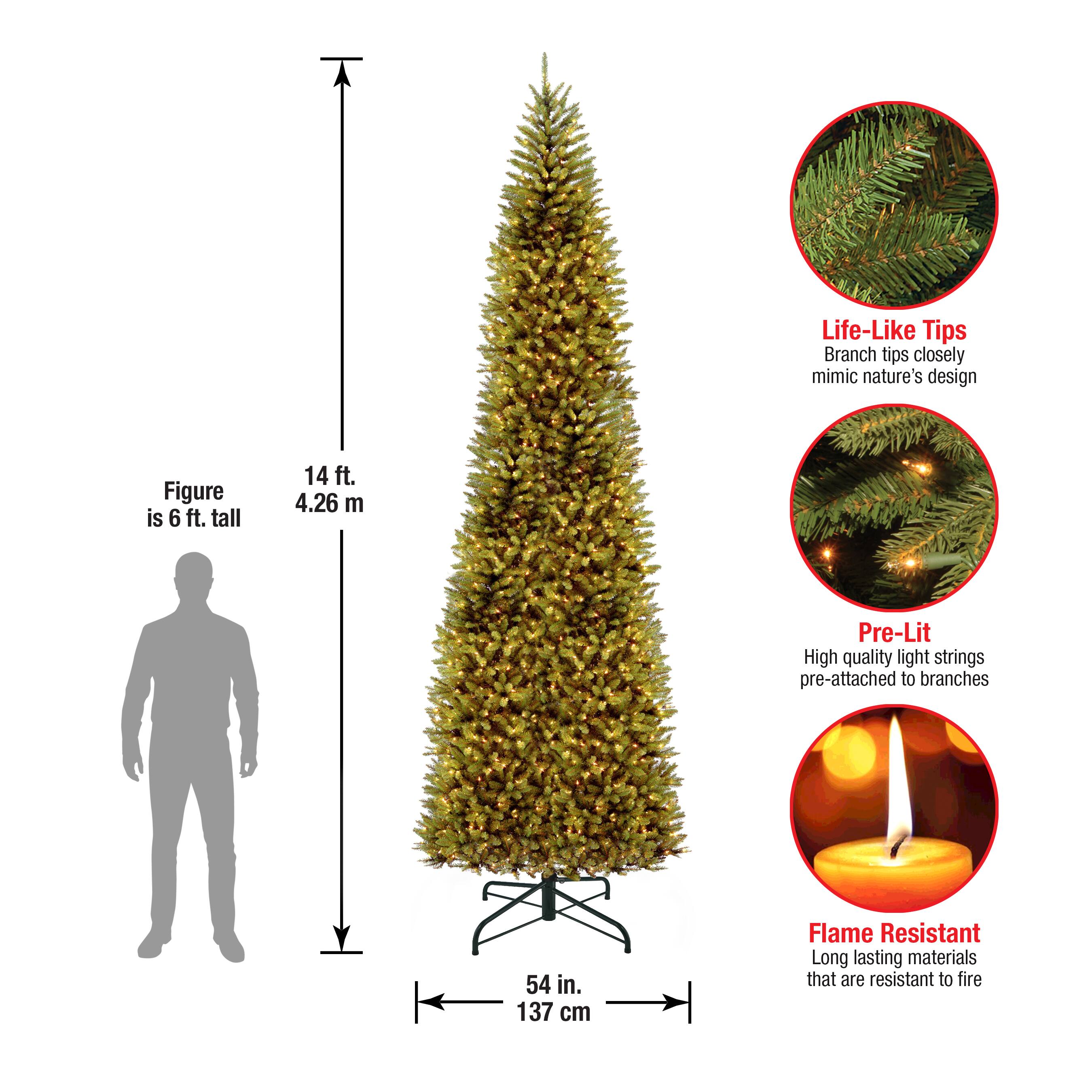 14 ft. Pre-Lit Kingswood™ Fir Pencil Artificial Christmas Tree, Clear Lights