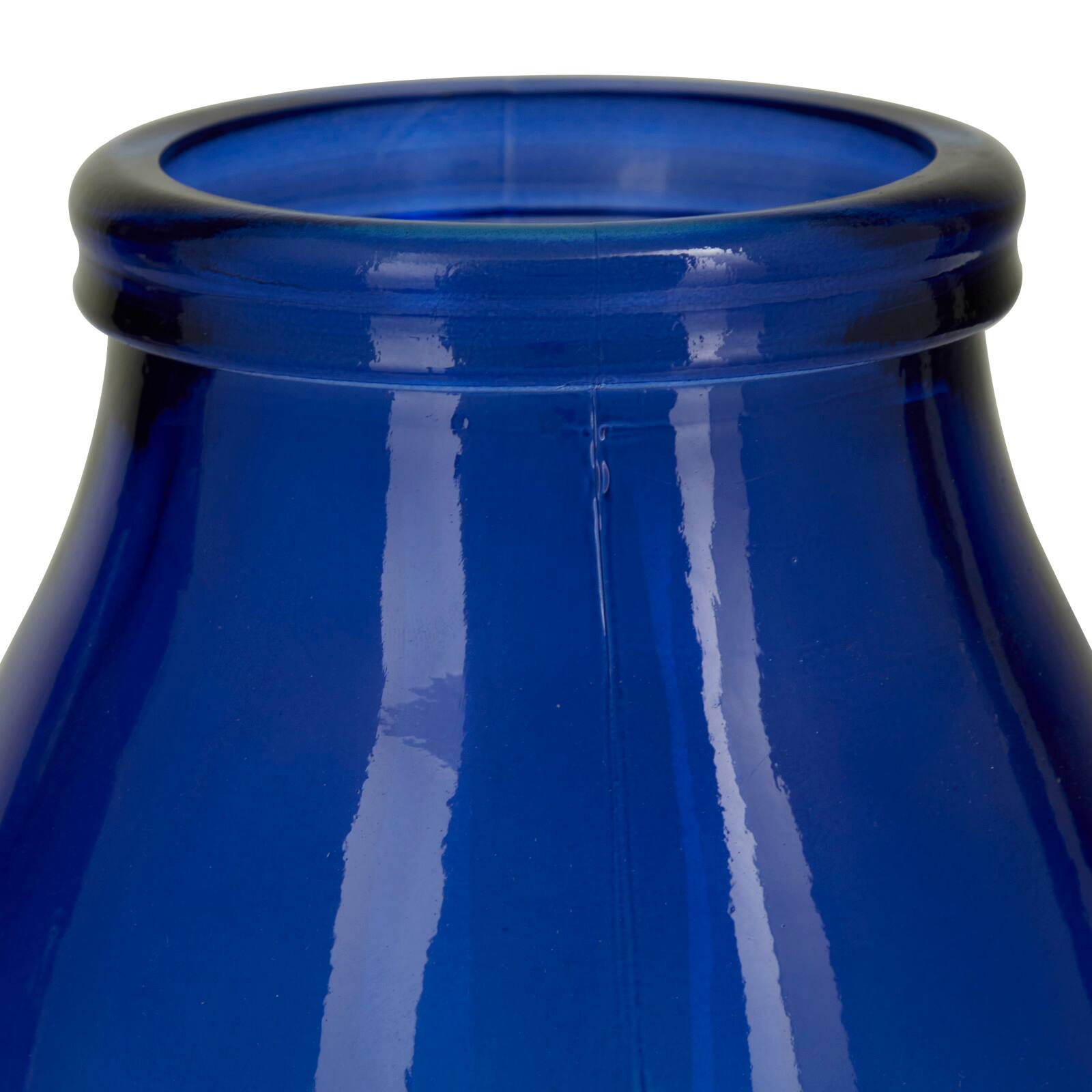 Blue Recycled Glass Handmade Spanish Vase with Ombre Effect 7&#x22; x 7&#x22; x 11&#x22;