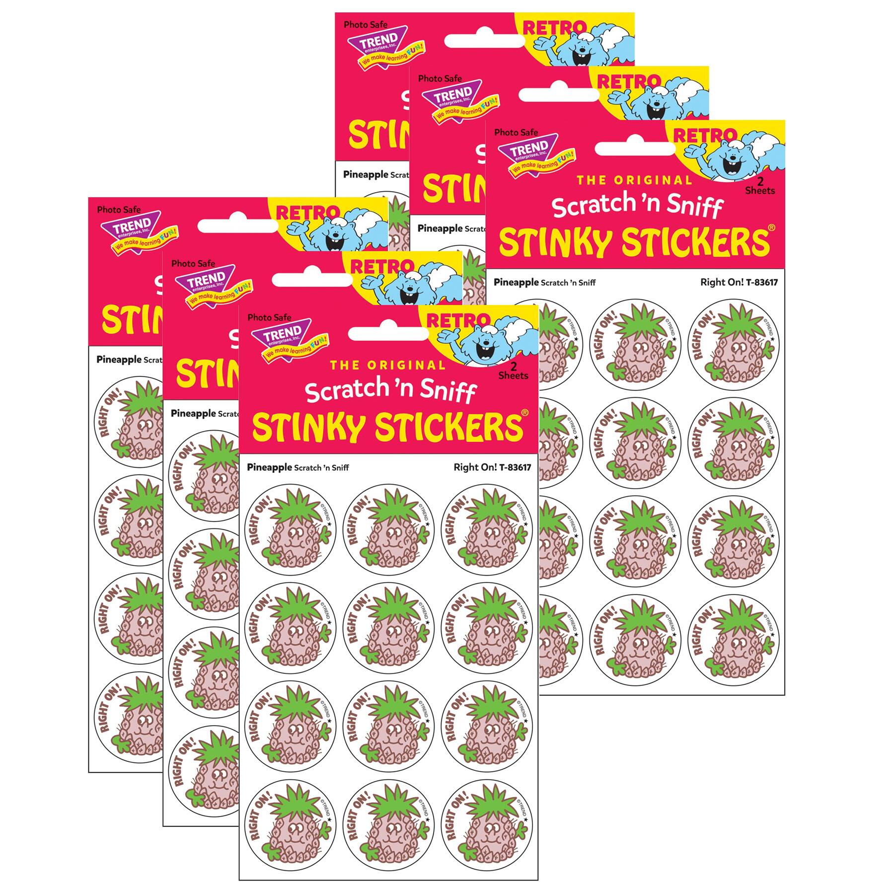 TREND Enterprises® Right On! Pineapple Scented Stickers, 6 Packs of 24