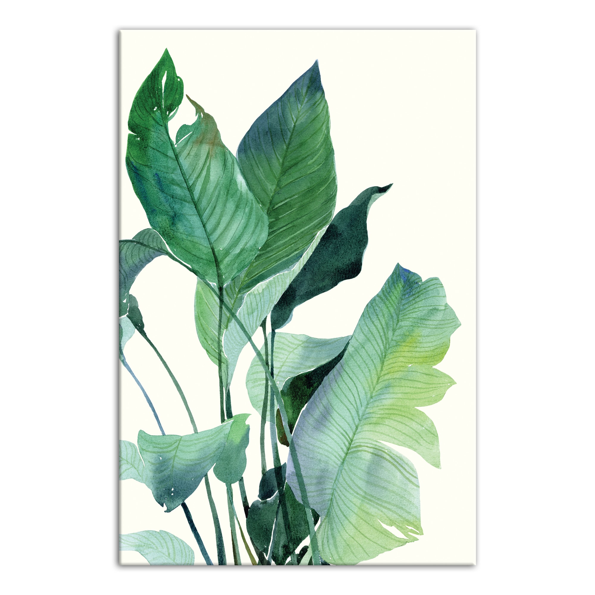 Mint Green Tropical Leaves 16" x 24" Canvas Wall Art