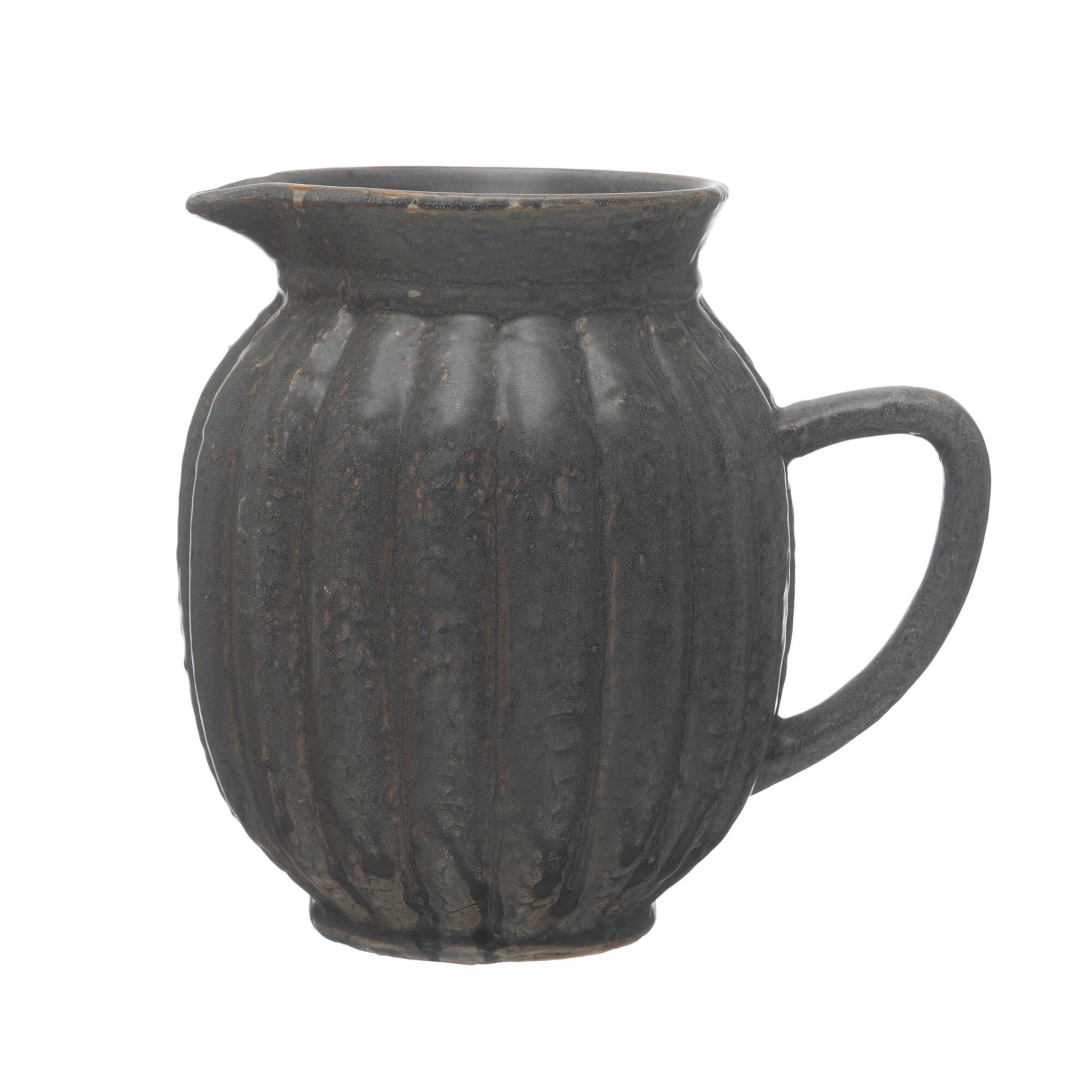 Hello Honey® 2.5qt. Matte Black Stoneware Fluted Pitcher