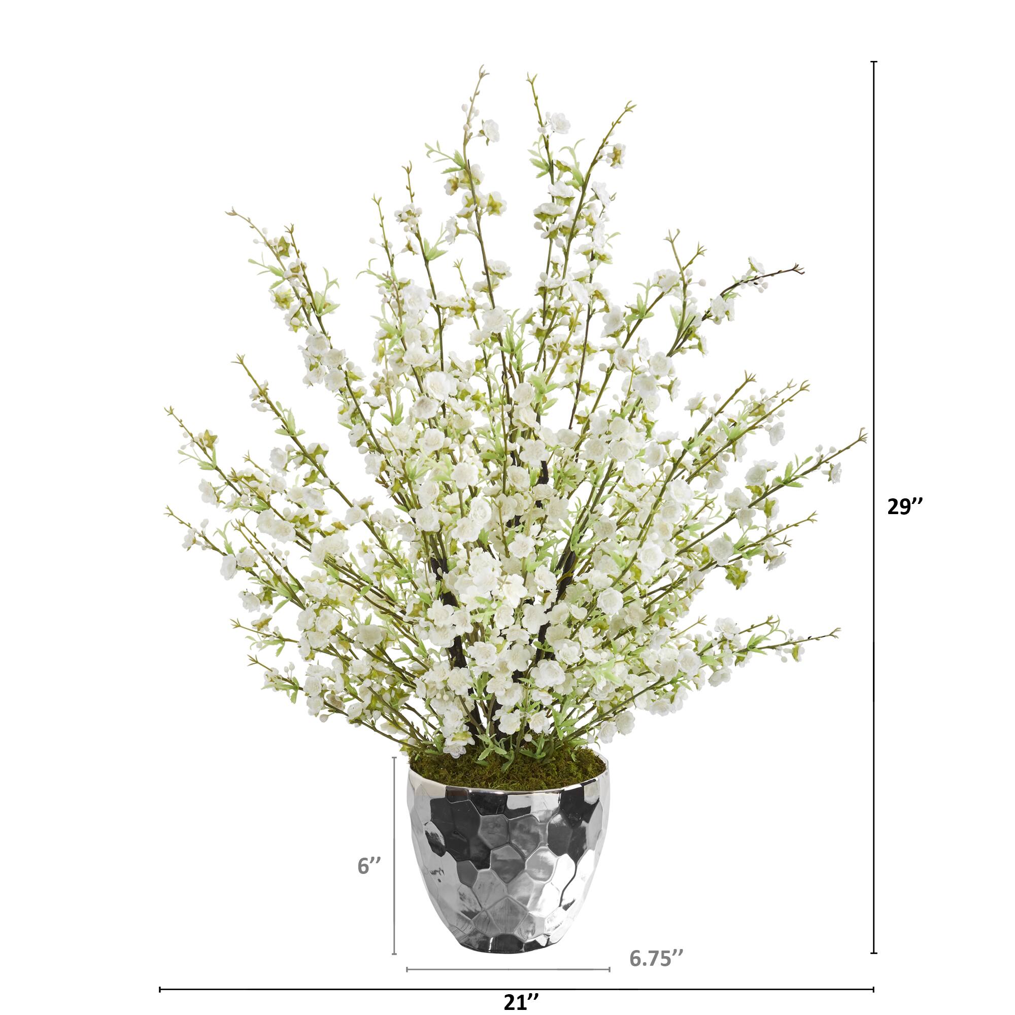 2.4 ft. Cherry Blossom Arrangement in Silver Bowl