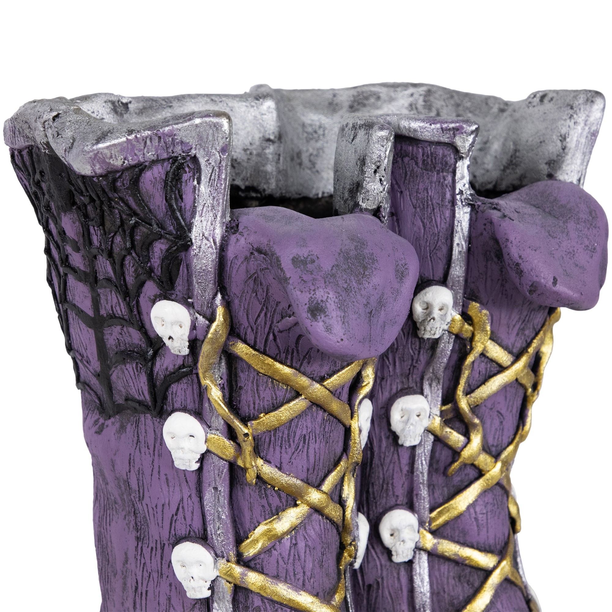 15&#x22; Purple Witch&#x27;s Boots Ceramic Halloween Decoration