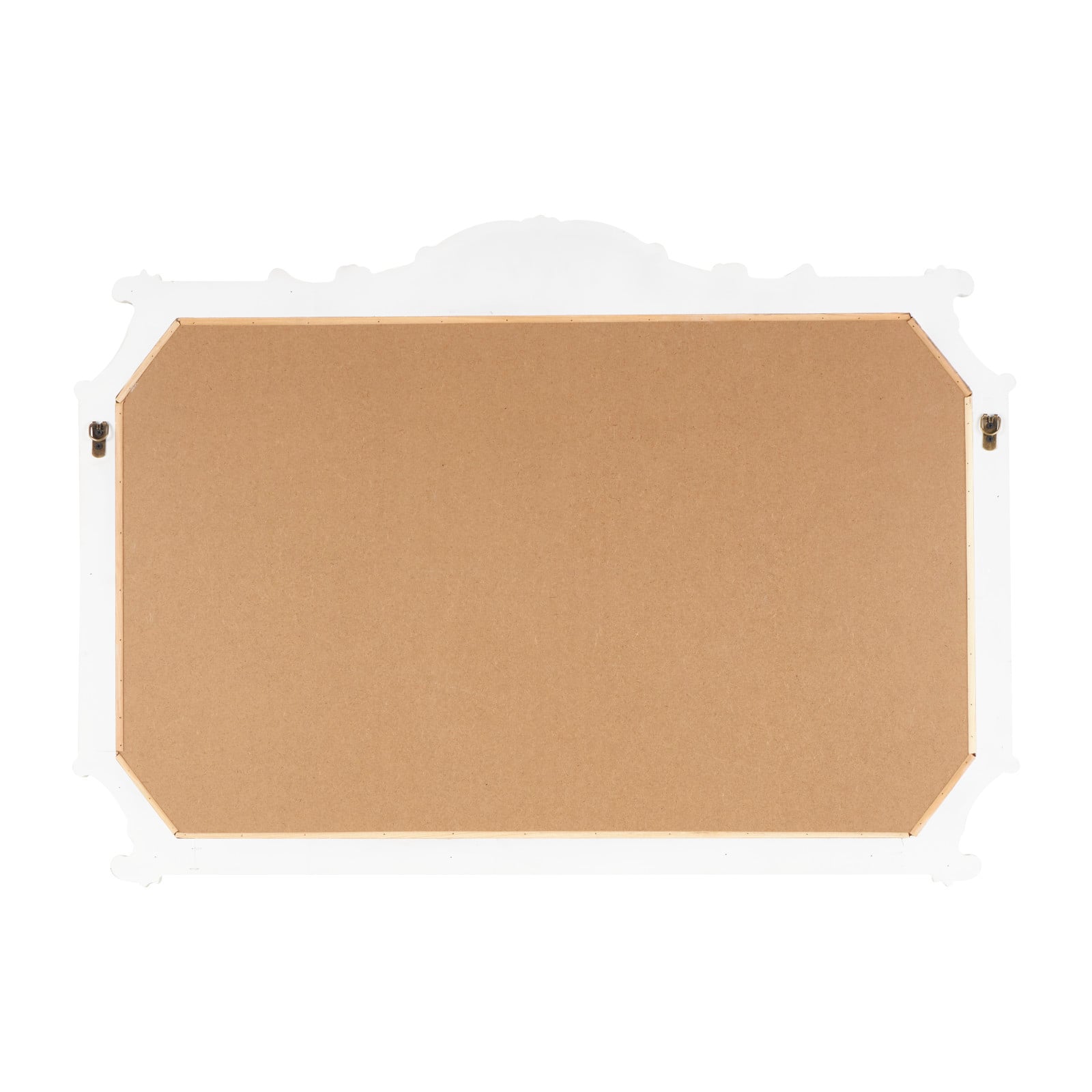 Cream Wooden Scroll Wall Mirror with Curved Corners and Brown Distressing