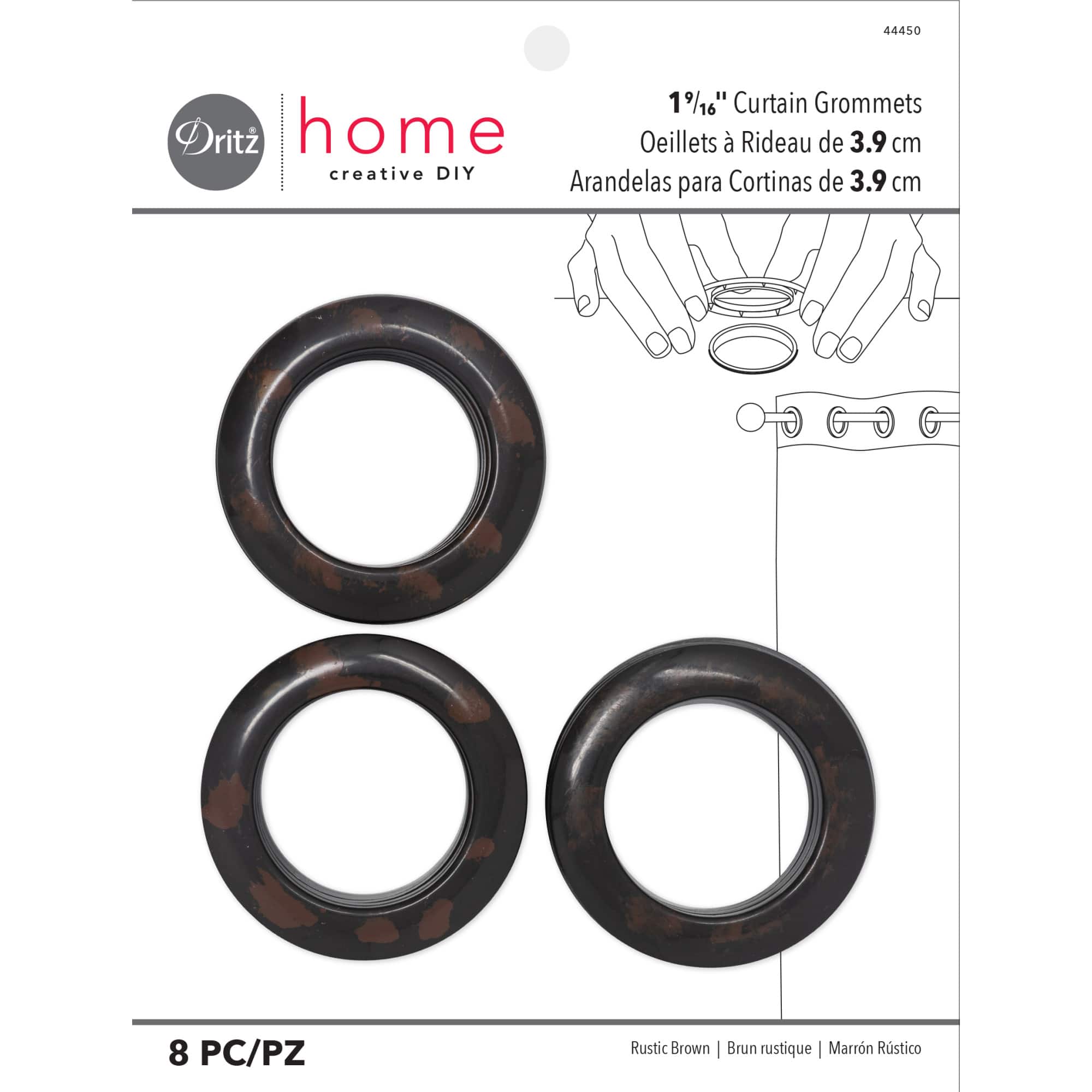 Dritz Home 1.5&#x22; Rustic Brown Round Curtain Grommets