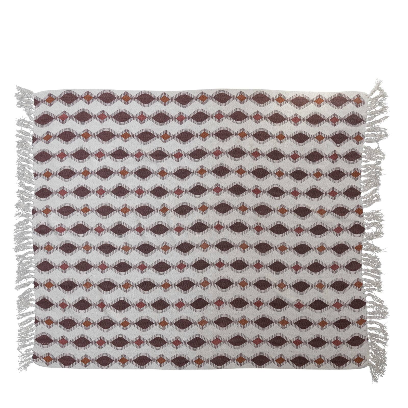 Hello Honey® Recycled Cotton Blend Printed Throw Blanket with Pattern and Fringe, Multicolor