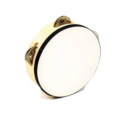 Westco Educational Products Tambourine, 6" with Synthetic Head in Natural Wood/White/Metallic | Michaels