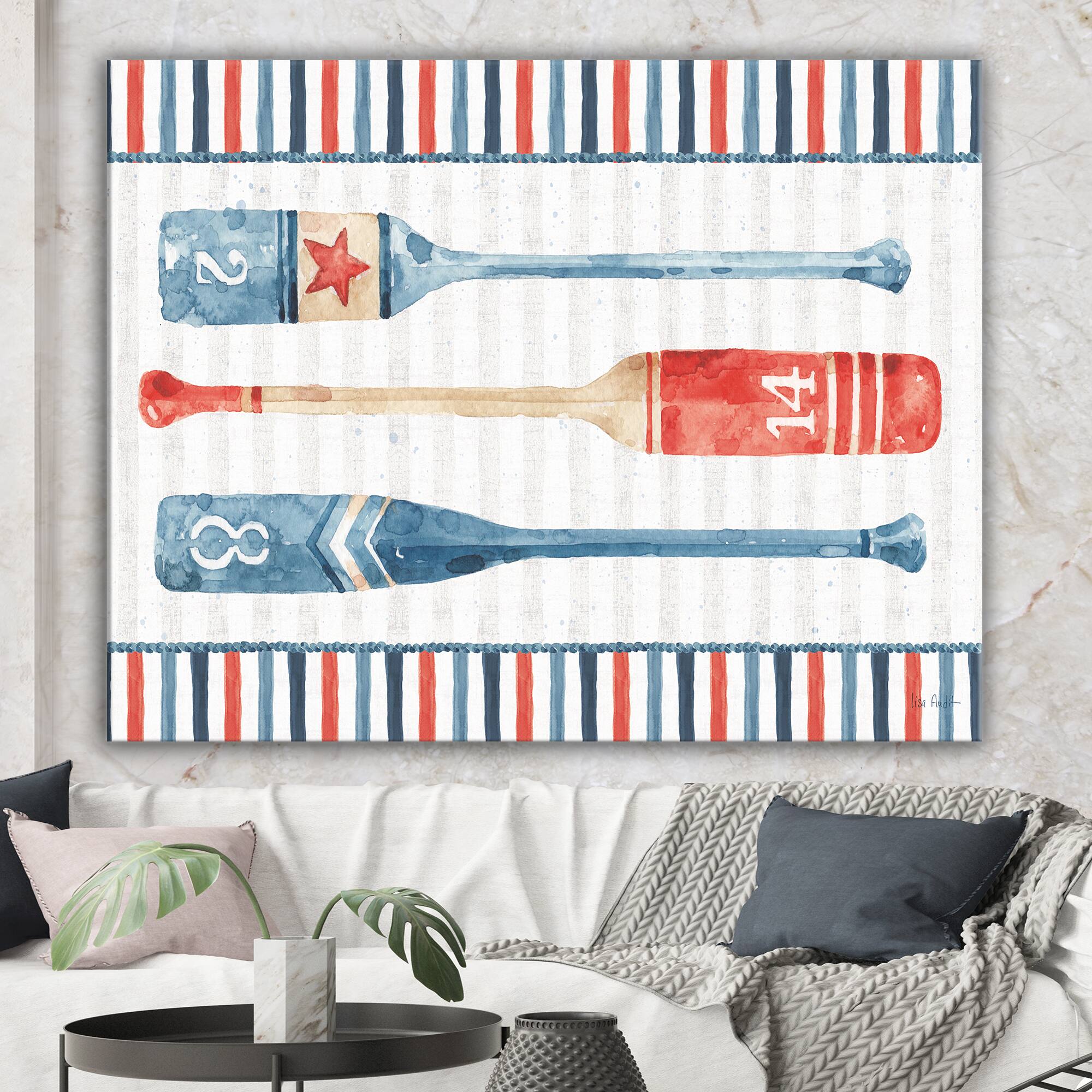 Designart - Watercolor Nautical paddles - Nautical & Coastal Canvas Artwork