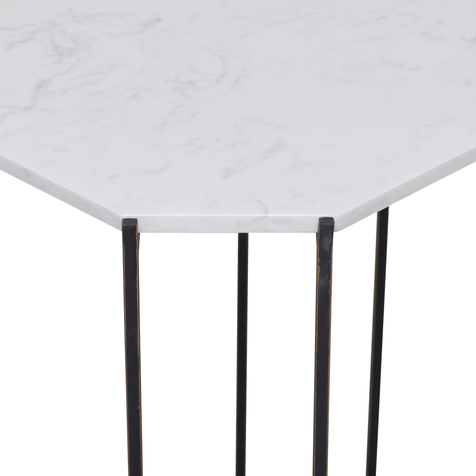 18" White Iron Contemporary Accent Table