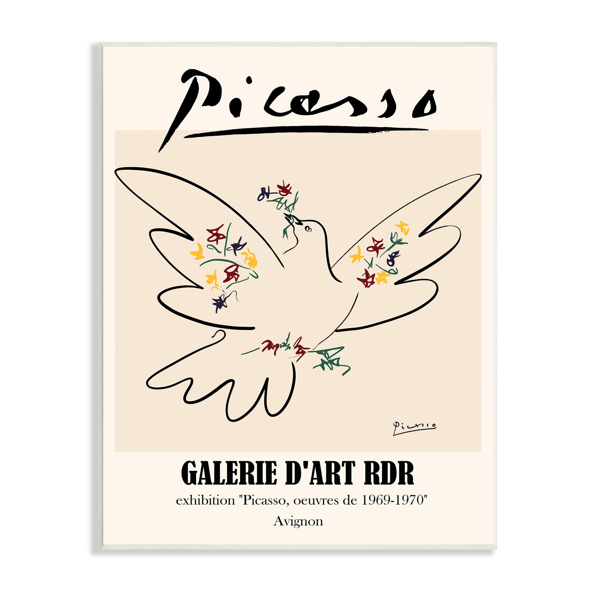 Stupell Industries Classical Abstract Picasso Peace Dove Bird Linework Wall Plaque