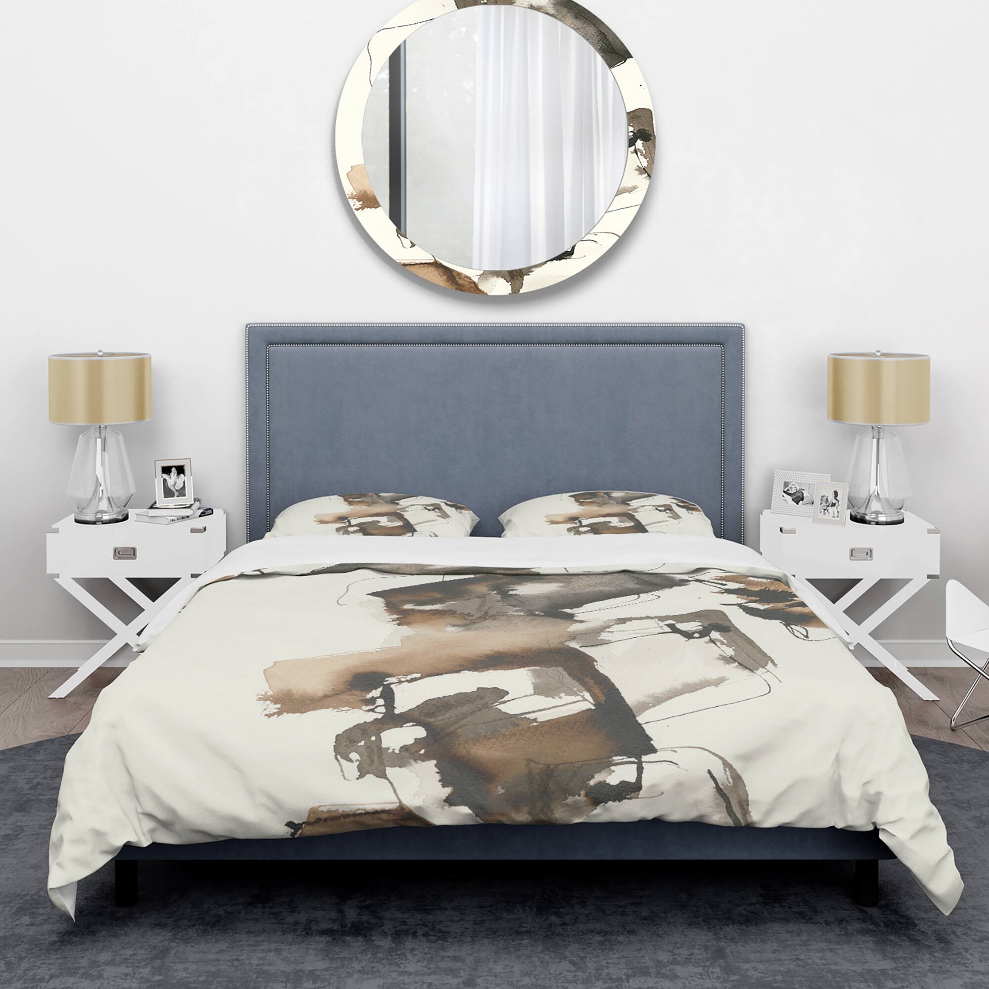 Designart 'Gold Glam Squares II' Glam Bedding Set - Duvet Cover & Shams