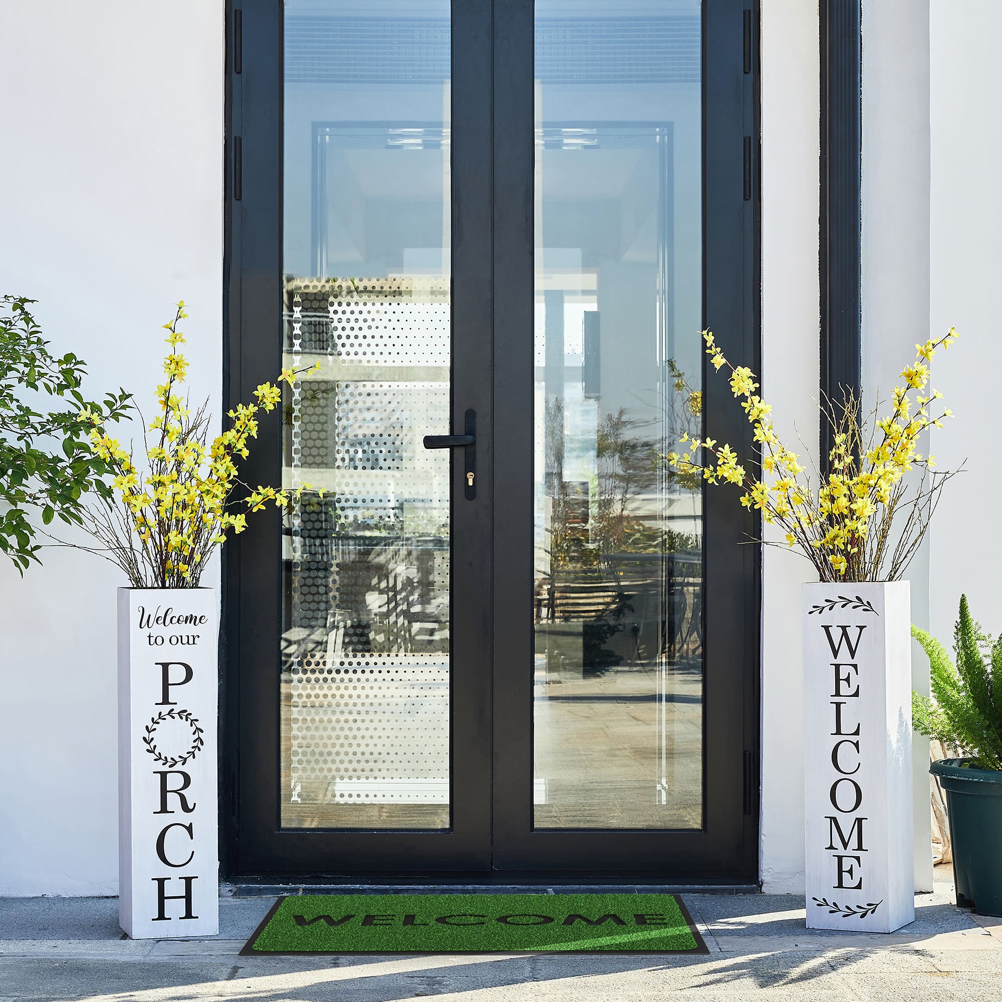 Glitzhome® 30" Double Sided Solid White Boxed Welcome Porch Sign