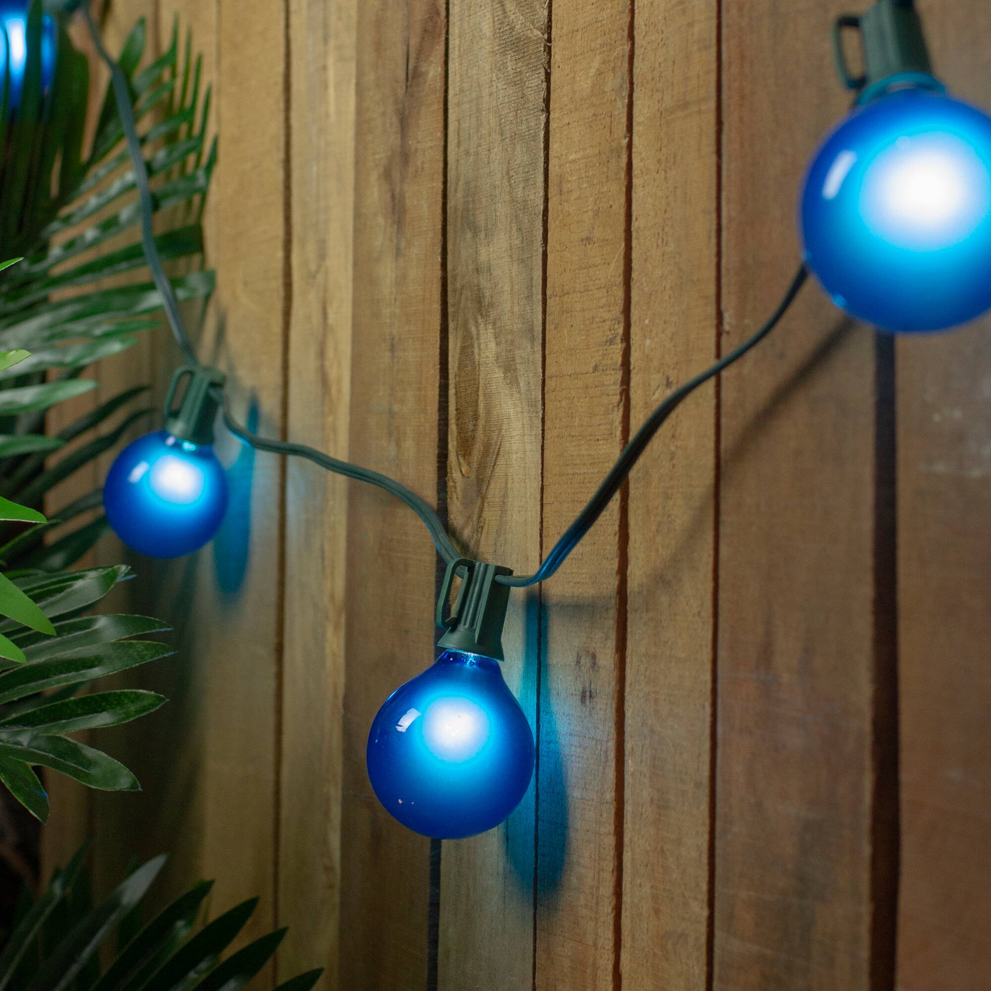 15ct. Blue Satin G50 Globe Christmas String Lights with Green Wire