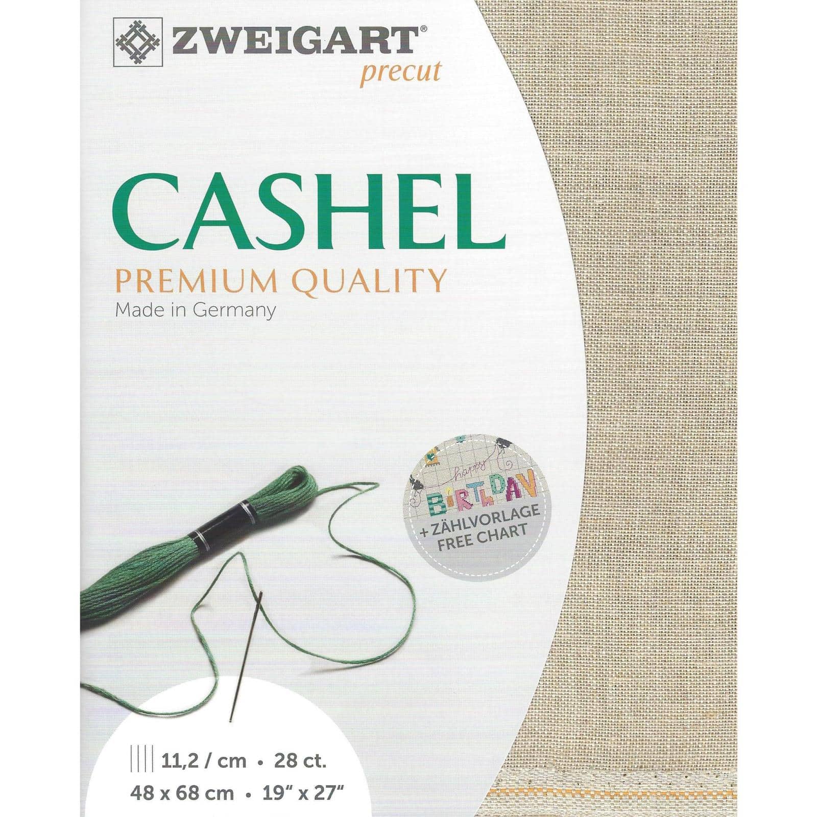 Zweigart&#xAE; Cashel Precut 28 Count Premium Fabric, 19&#x22; x 27&#x22;