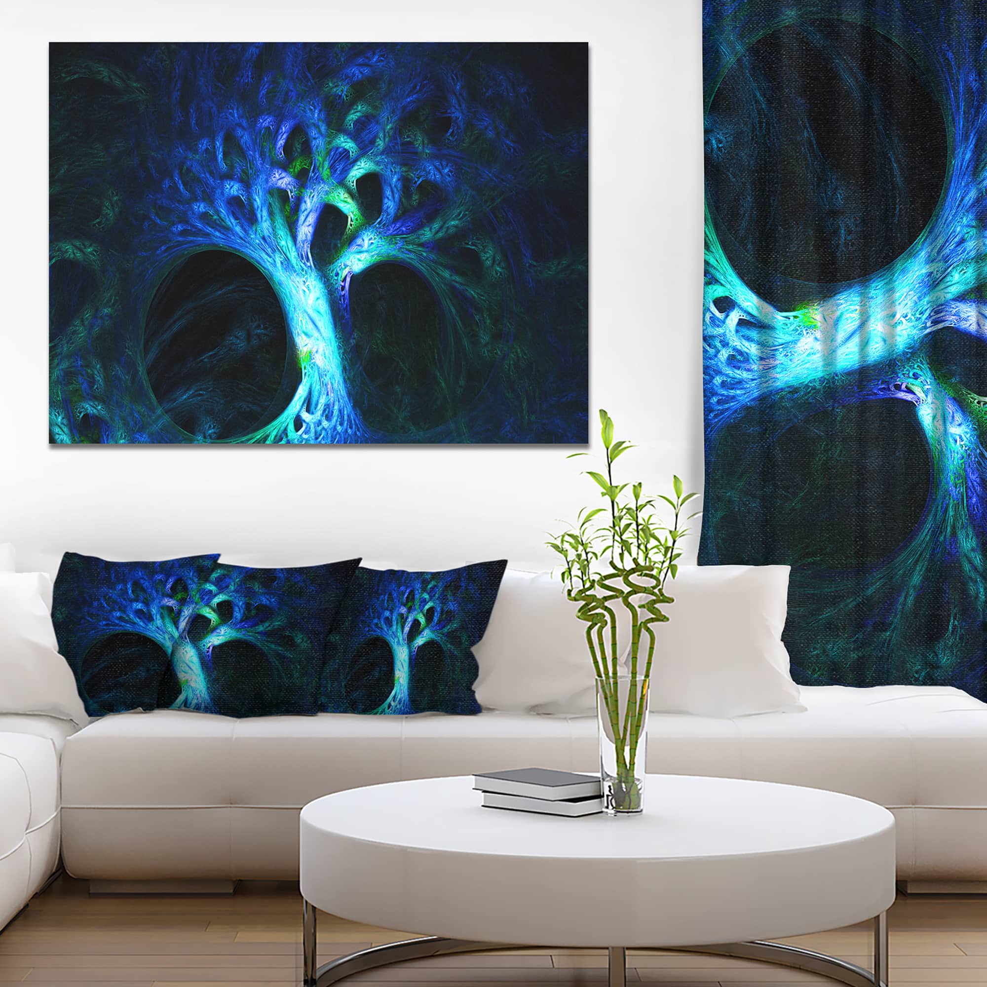 Designart - Magical Blue Psychedelic Tree - Abstract Canvas Art Print