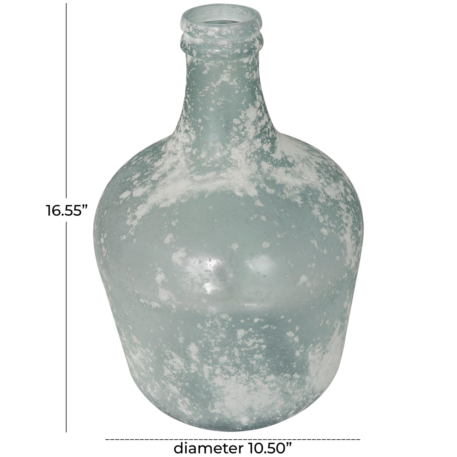 17" Frosted Spanish Bottle Recycled Glass Vase