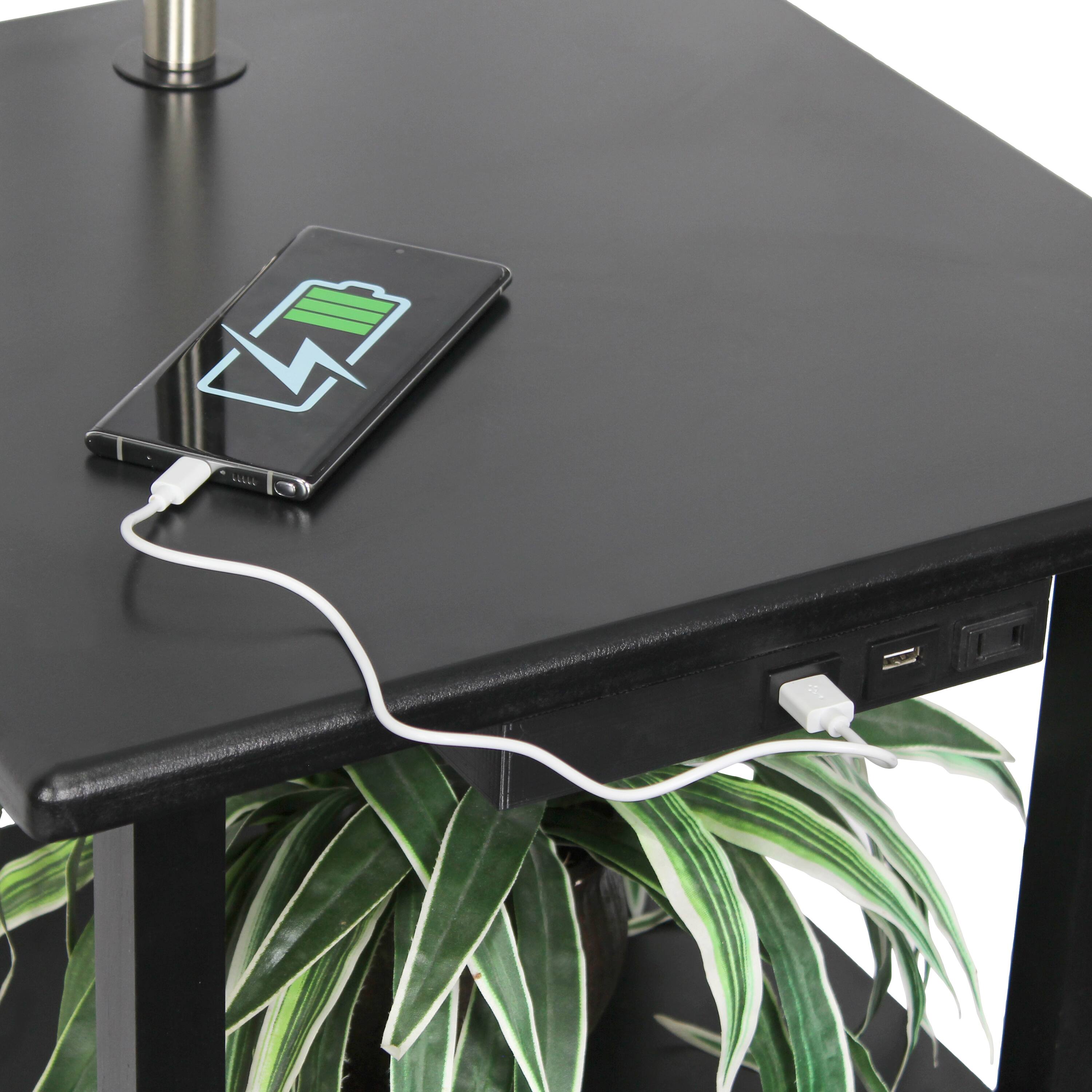 Simple Designs 57" 2 Tier Floor Lamp with USB & Outlet