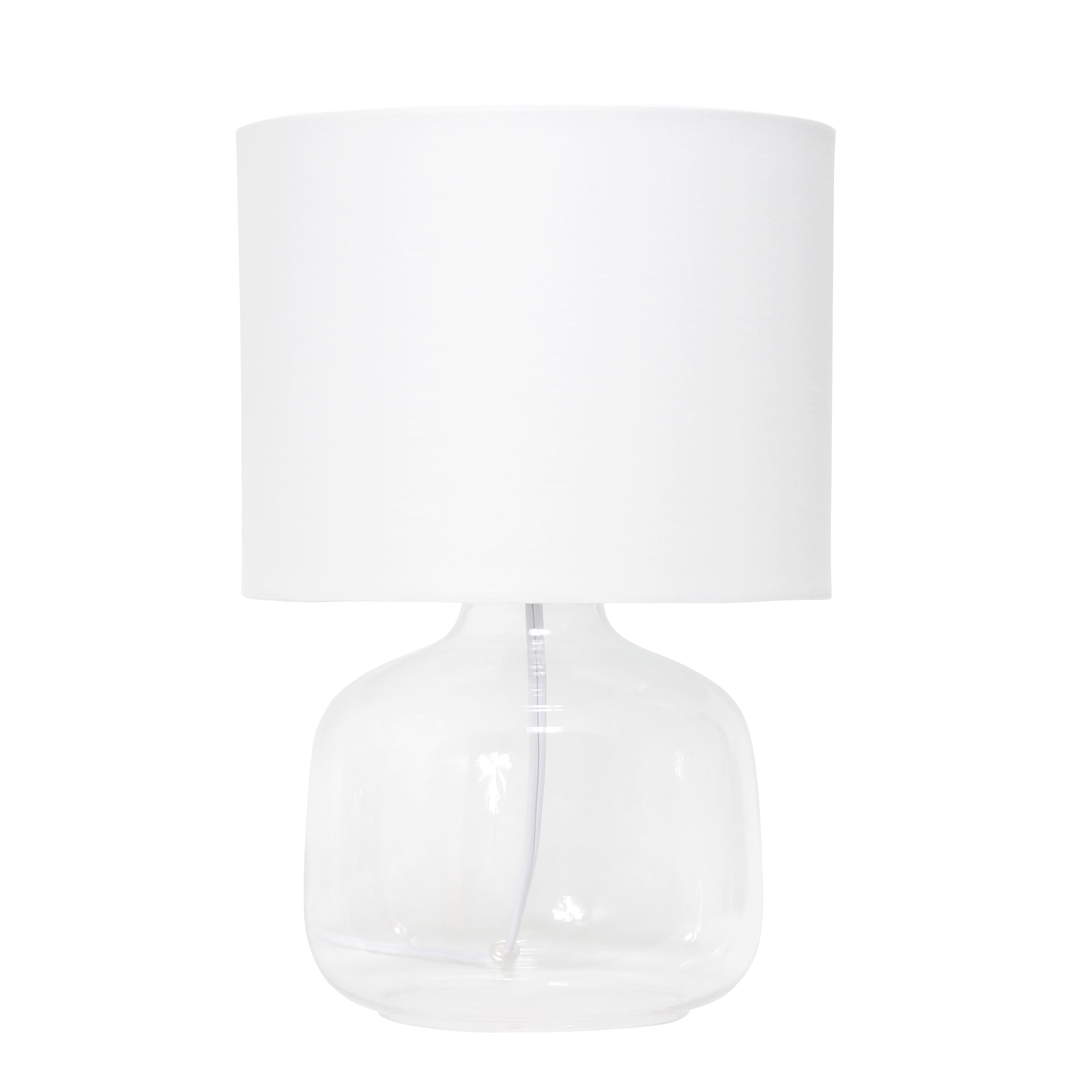 Simple Designs 14" Glass Table Lamp with White Fabric Shade