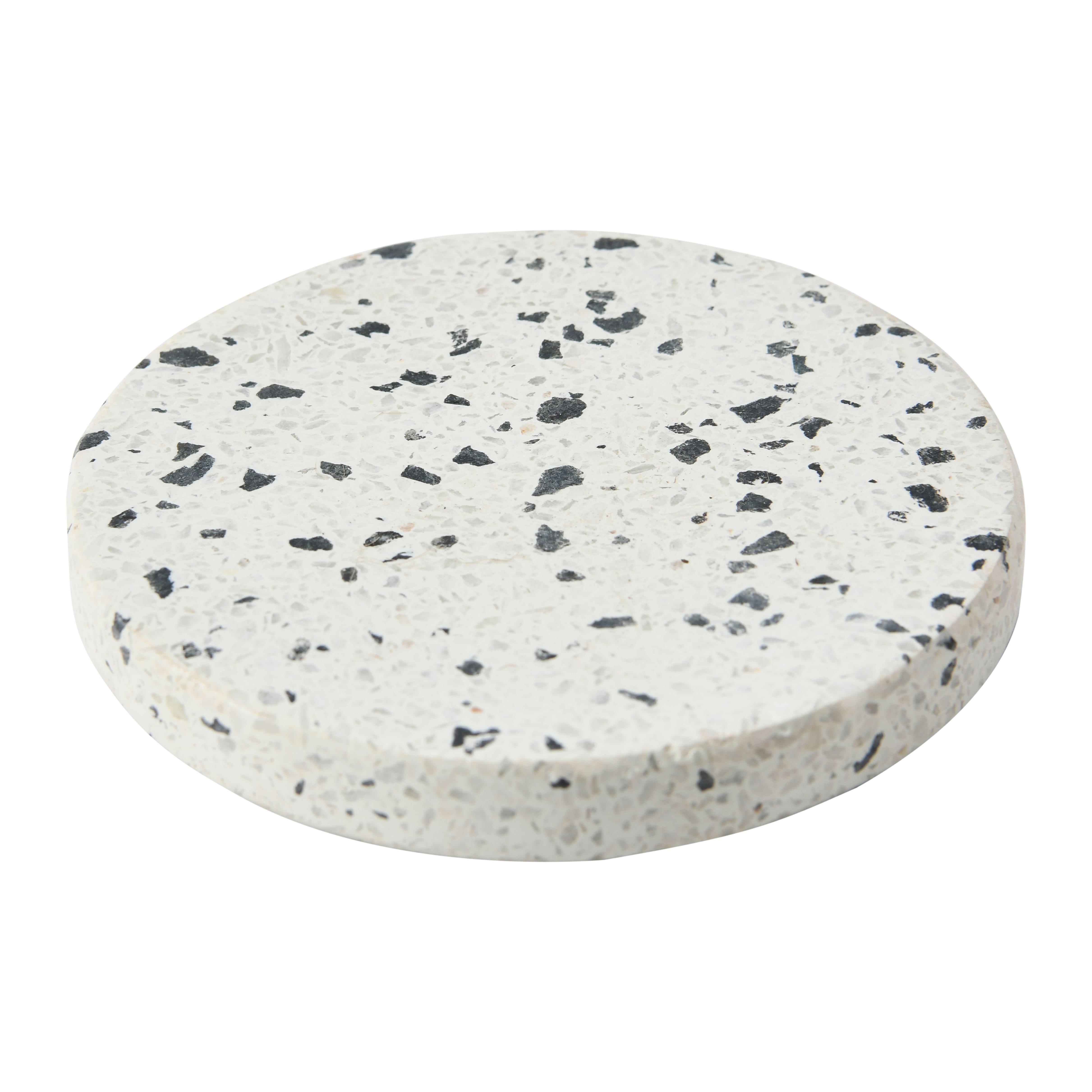 White Round Terrazzo Coaster Set