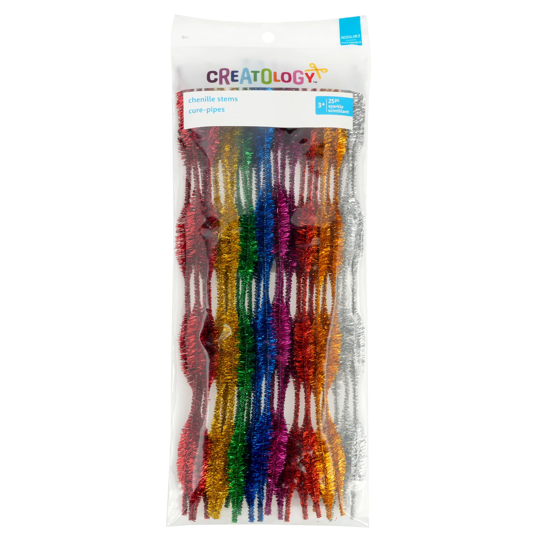 Sparkle Primary Mix Wave Chenille Pipe Cleaners, 25ct. by Creatology&#x2122;