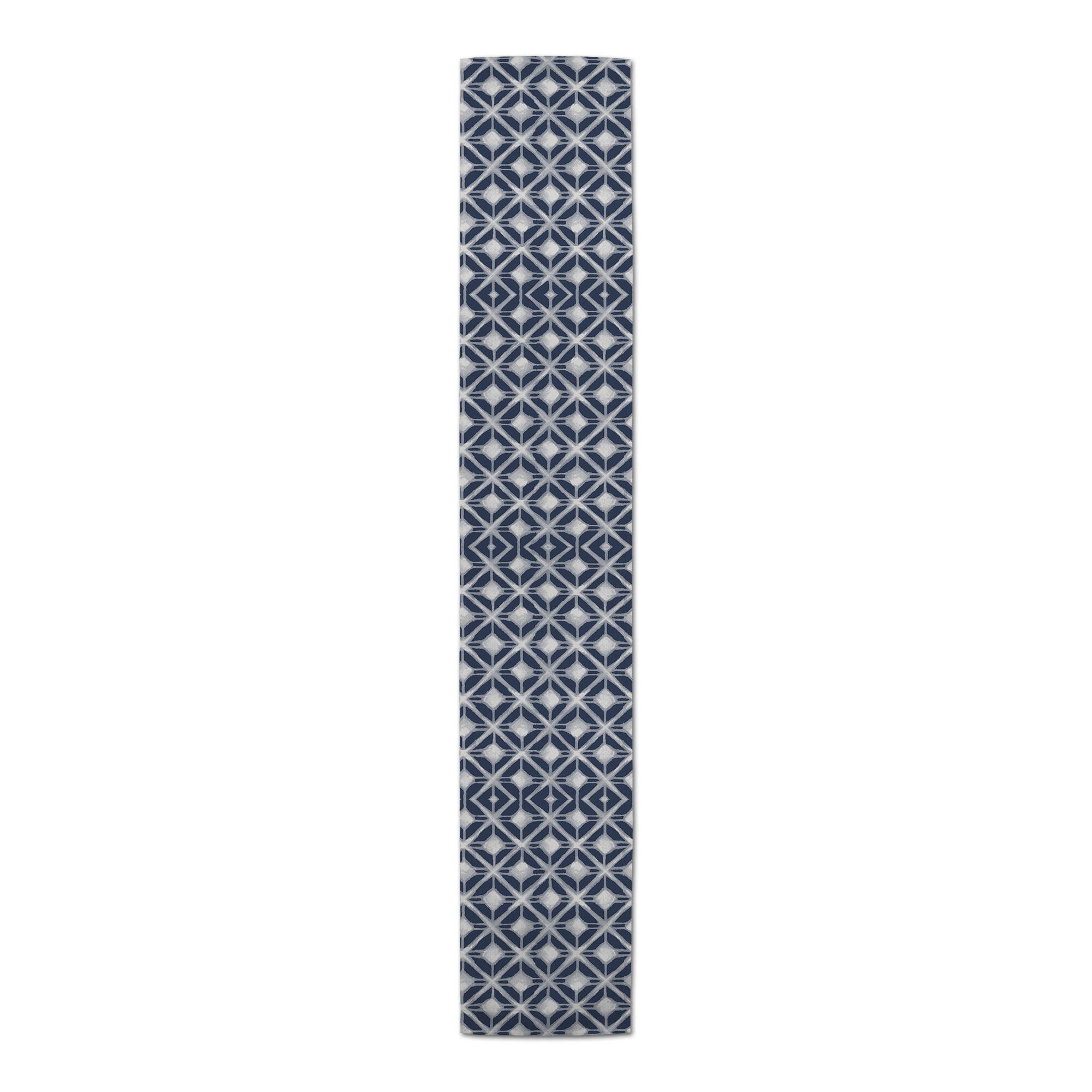 Navy Diamond Pattern 16" x 72" Cotton Twill Runner