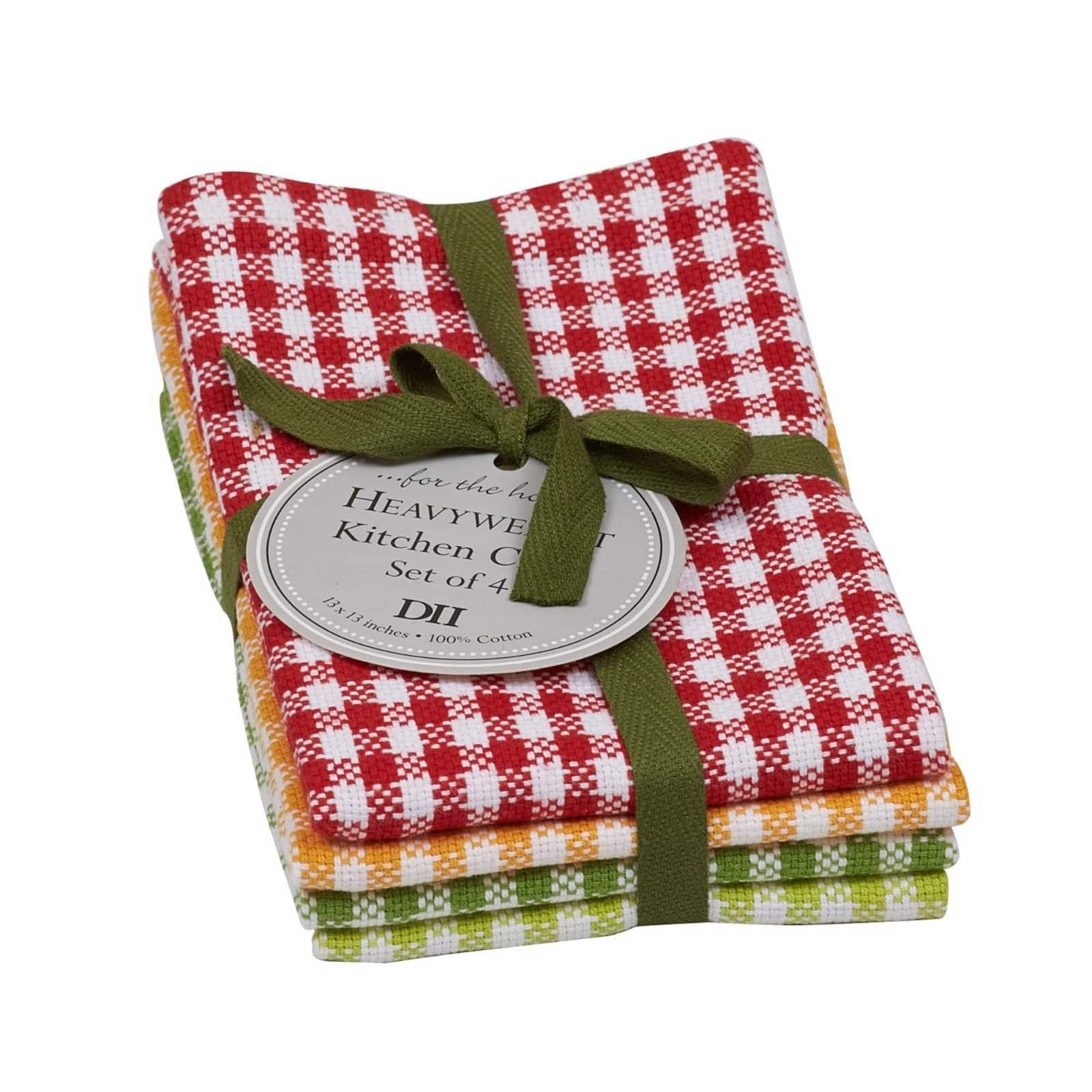 DII&#xAE; Pea Patch Check Heavyweight Dishcloths, 4ct.