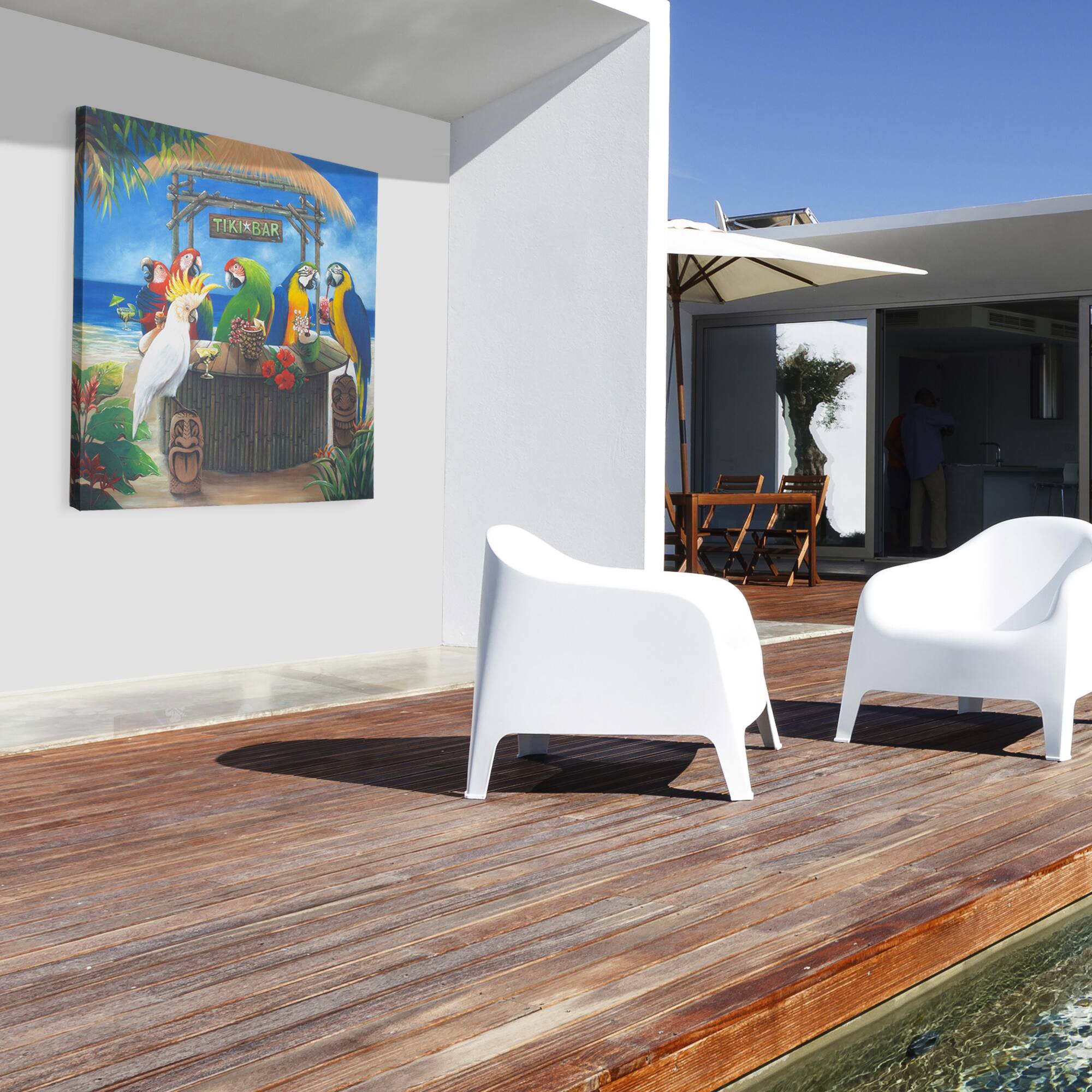 Tiki Birds Outdoor Canvas Art Print - 35&#x22;x35&#x22;