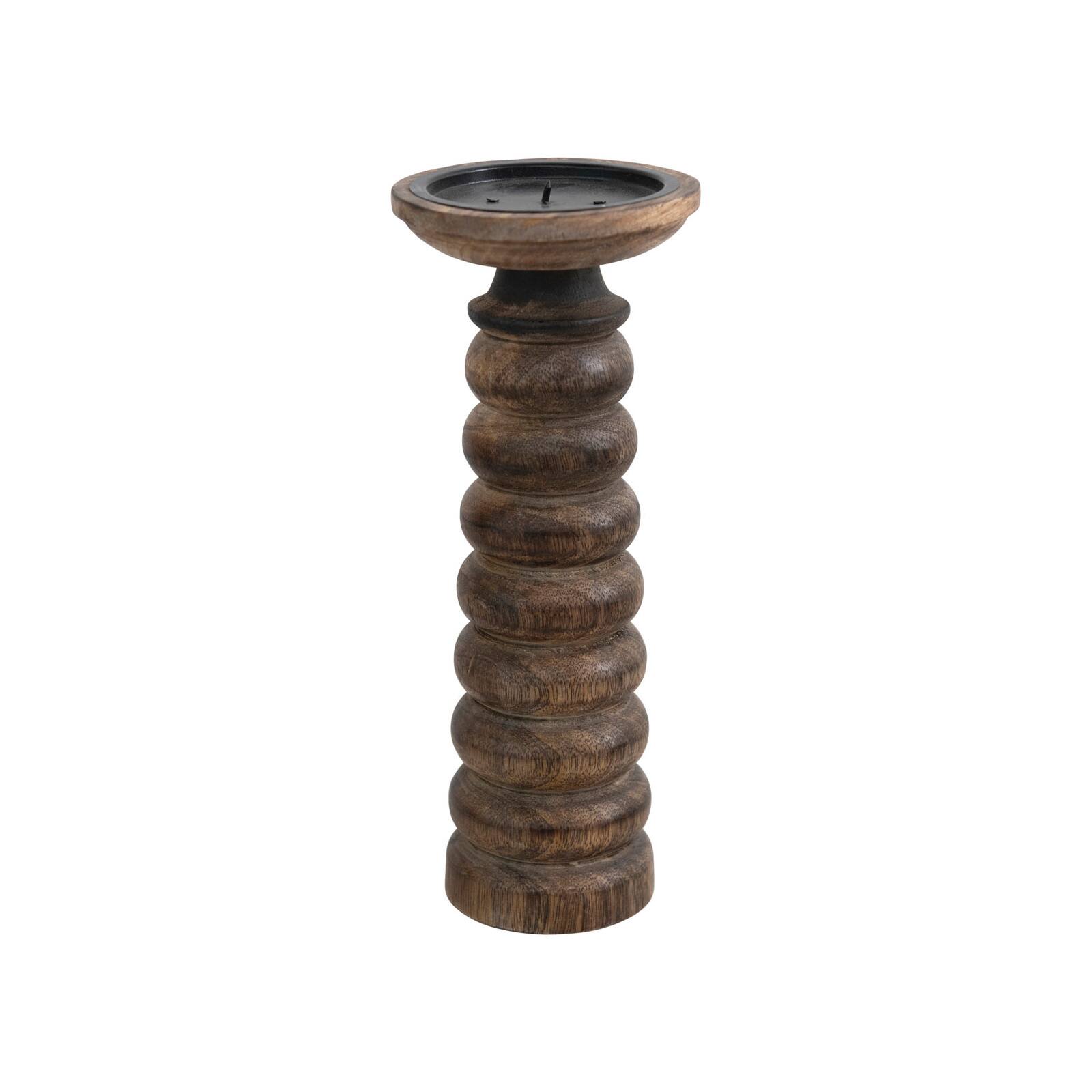 10" Hand-Carved Mango Wood Candle Holder