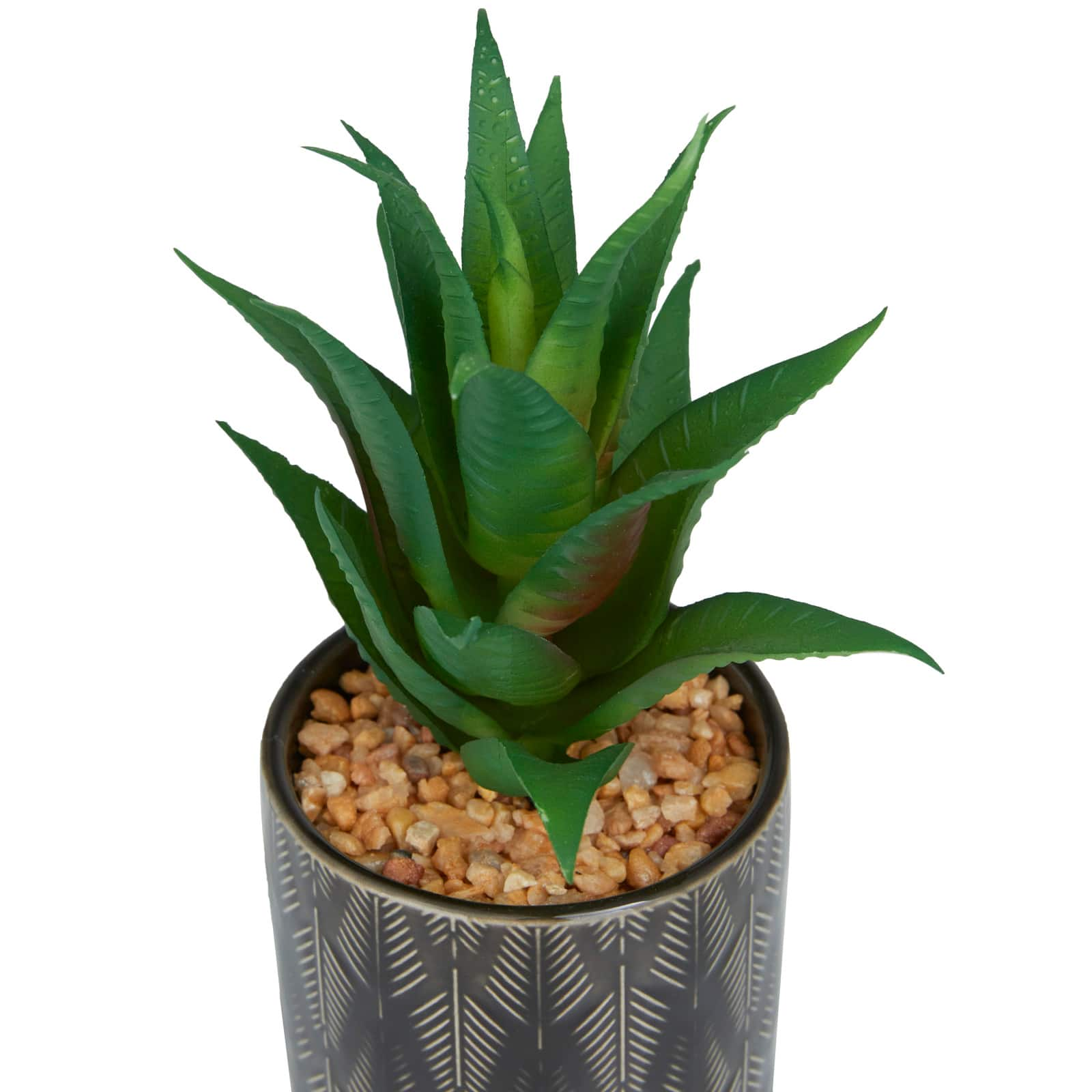 Novogratz Green Faux Foliage Small Succulent Artificial Plant with Leaf Patterned Pot Set