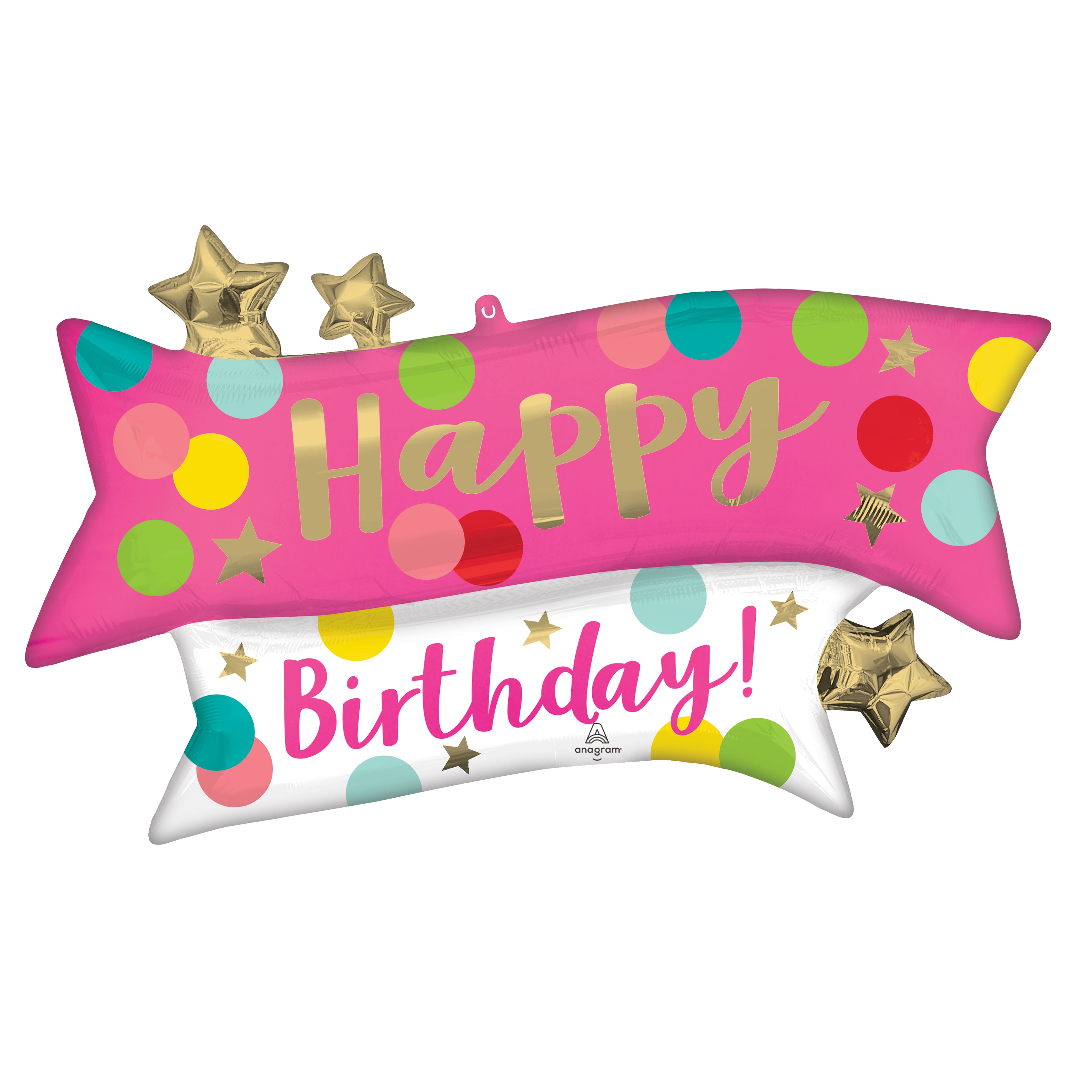 38" Satin Happy Birthday Pink Confetti Balloon