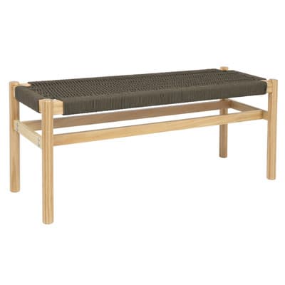 Fernway 18" Solid Wood and Woven Entryway Bench | Michaels