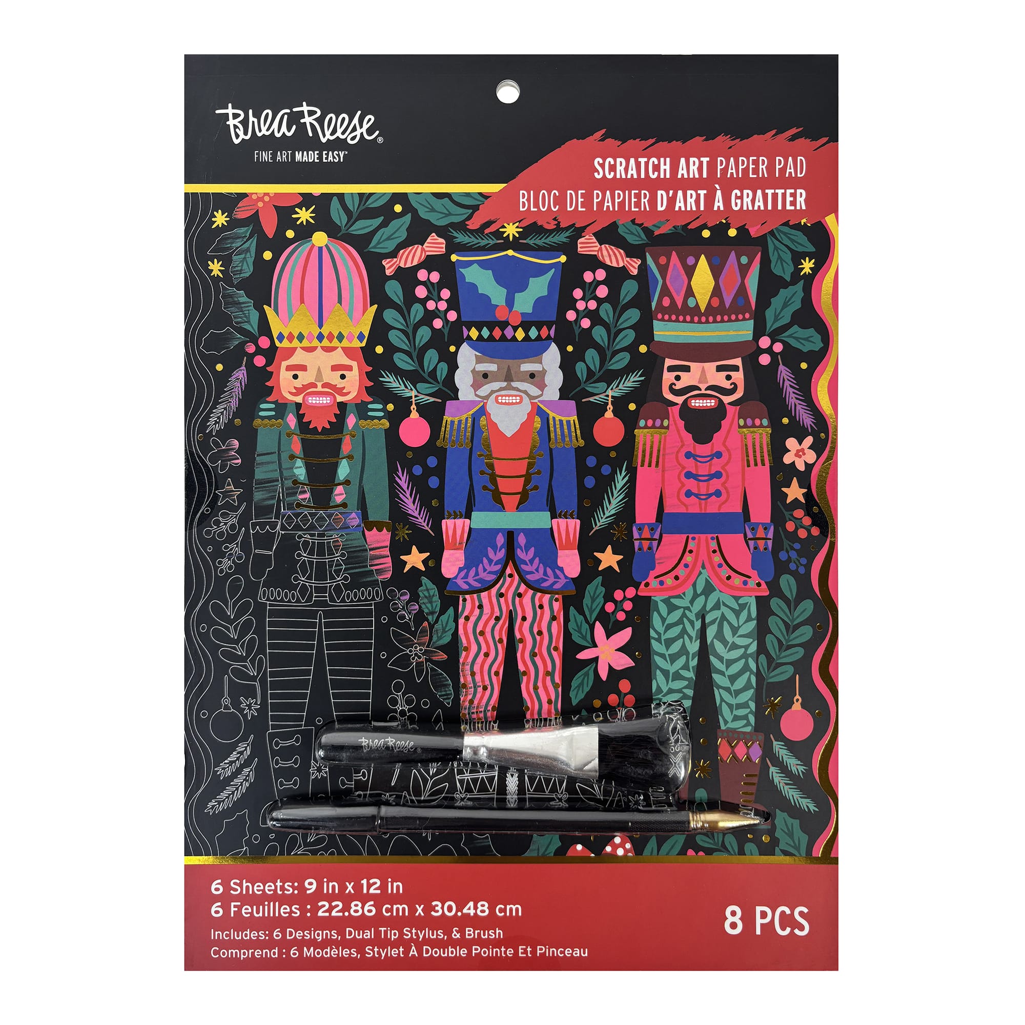 Brea Reese™ 9" x 12" Bright Christmas Scratch Art Paper Pad