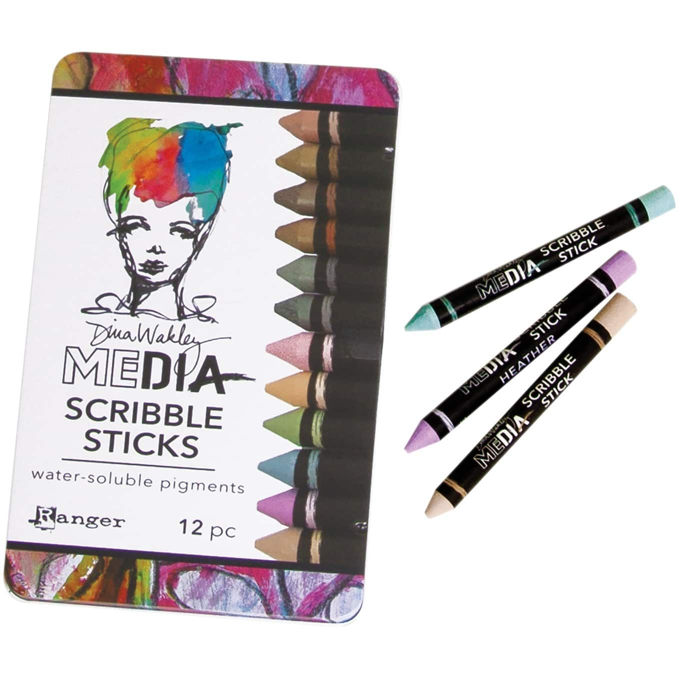 Dina Wakley Media Scribble Sticks #3, 12ct.